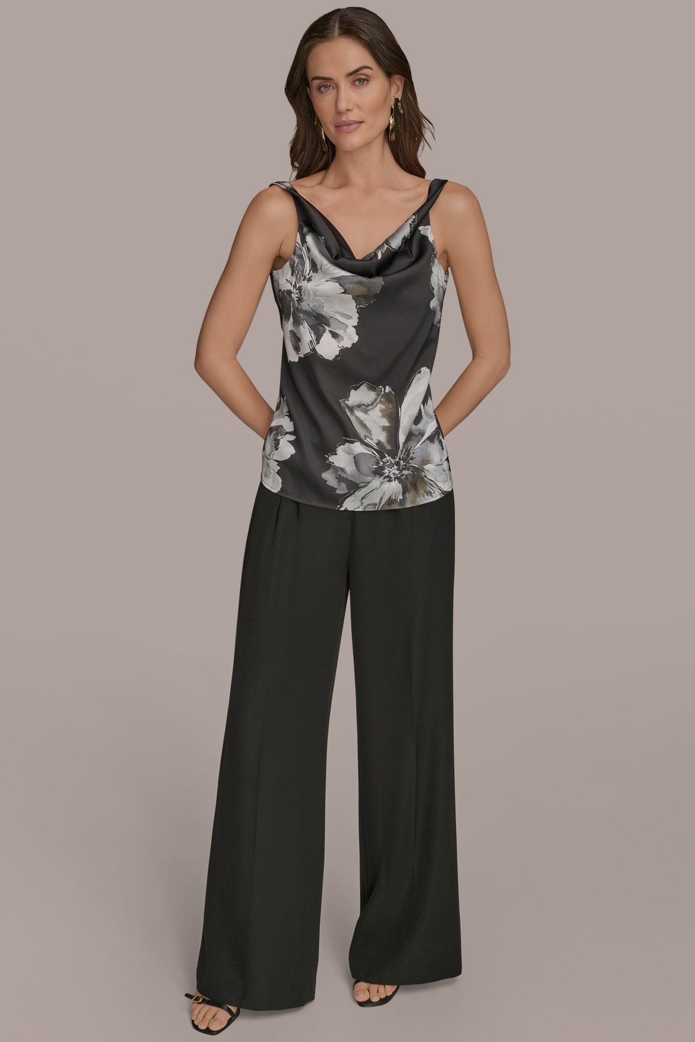 FLORAL COWL NECK CAMI VIEW 4 | Tops