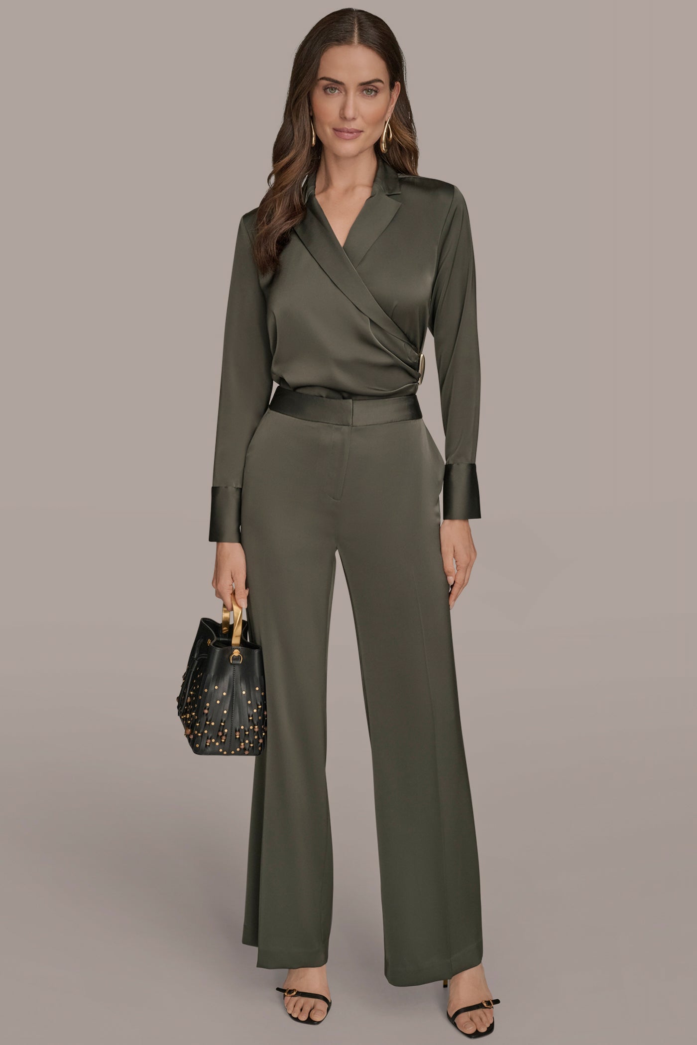 HIGH RISE CHARMEUSE WIDE LEG SUIT PANT VIEW 5 | New clothing