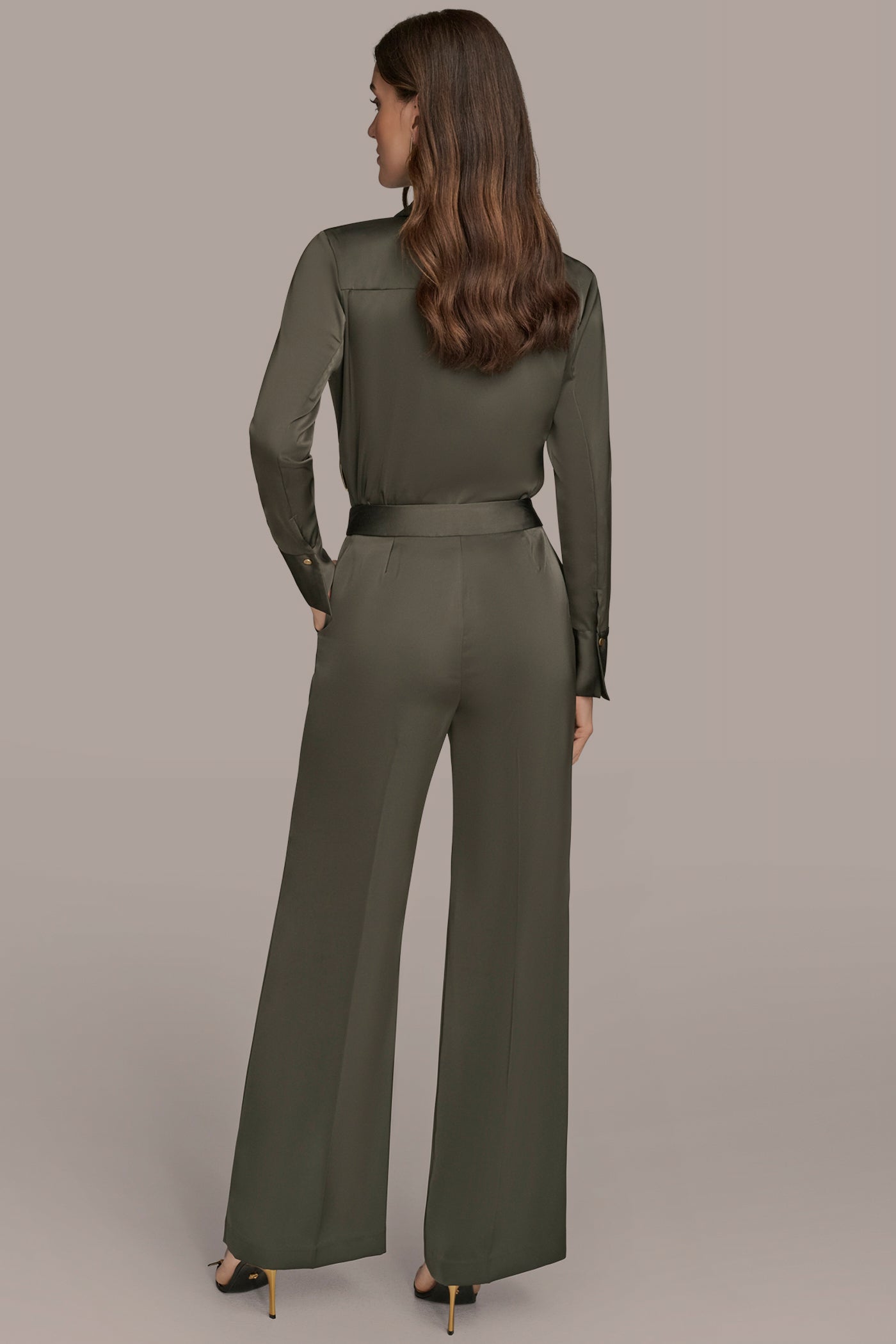 HIGH RISE CHARMEUSE WIDE LEG SUIT PANT VIEW 6 | New clothing