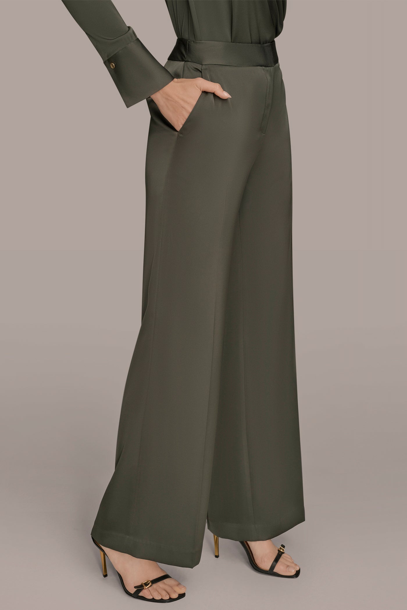 HIGH RISE CHARMEUSE WIDE LEG SUIT PANT VIEW 3 | New clothing