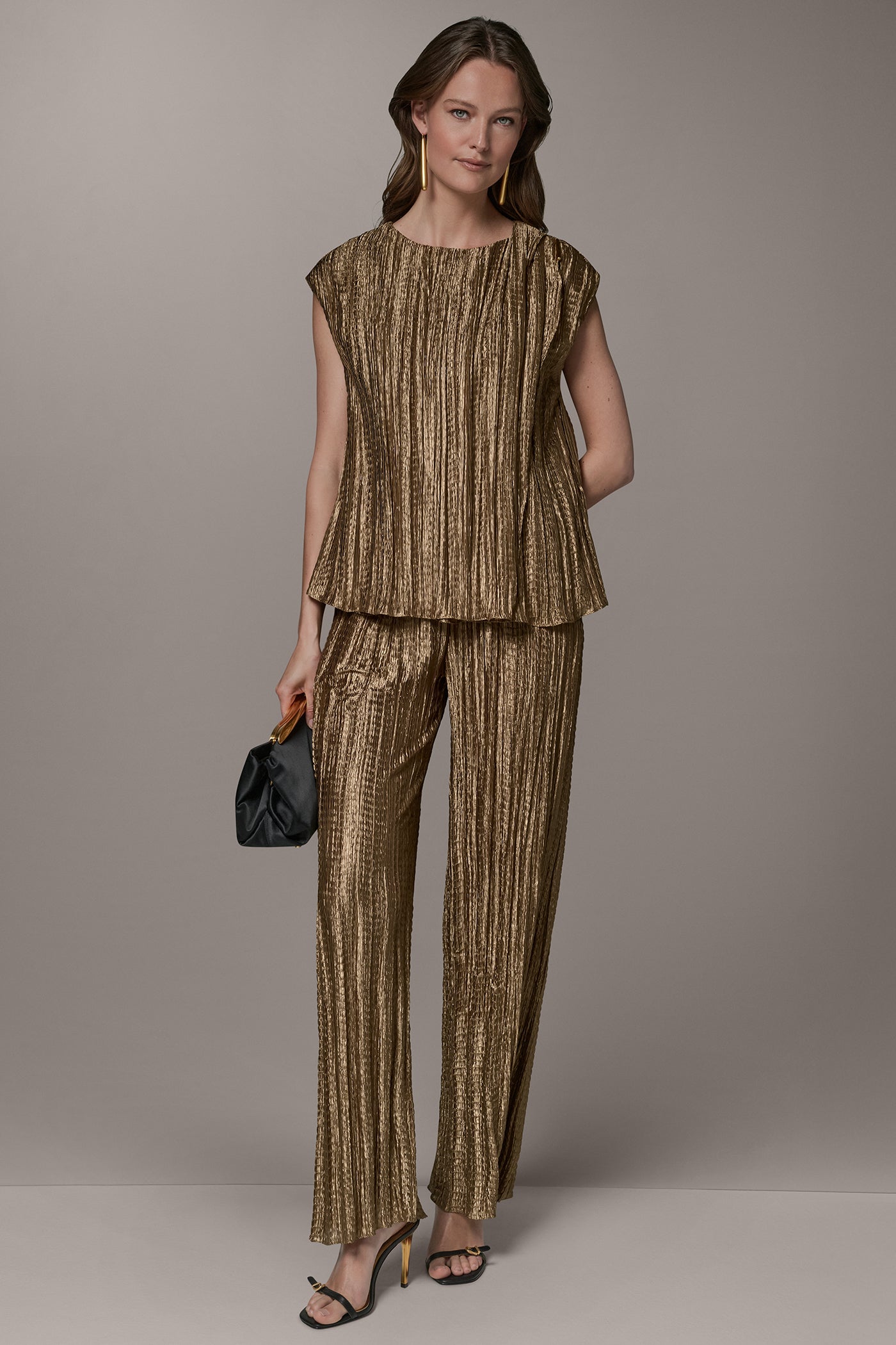 SLEEVELESS METALLIC PLEAT BLOUSE VIEW 9 | Tops