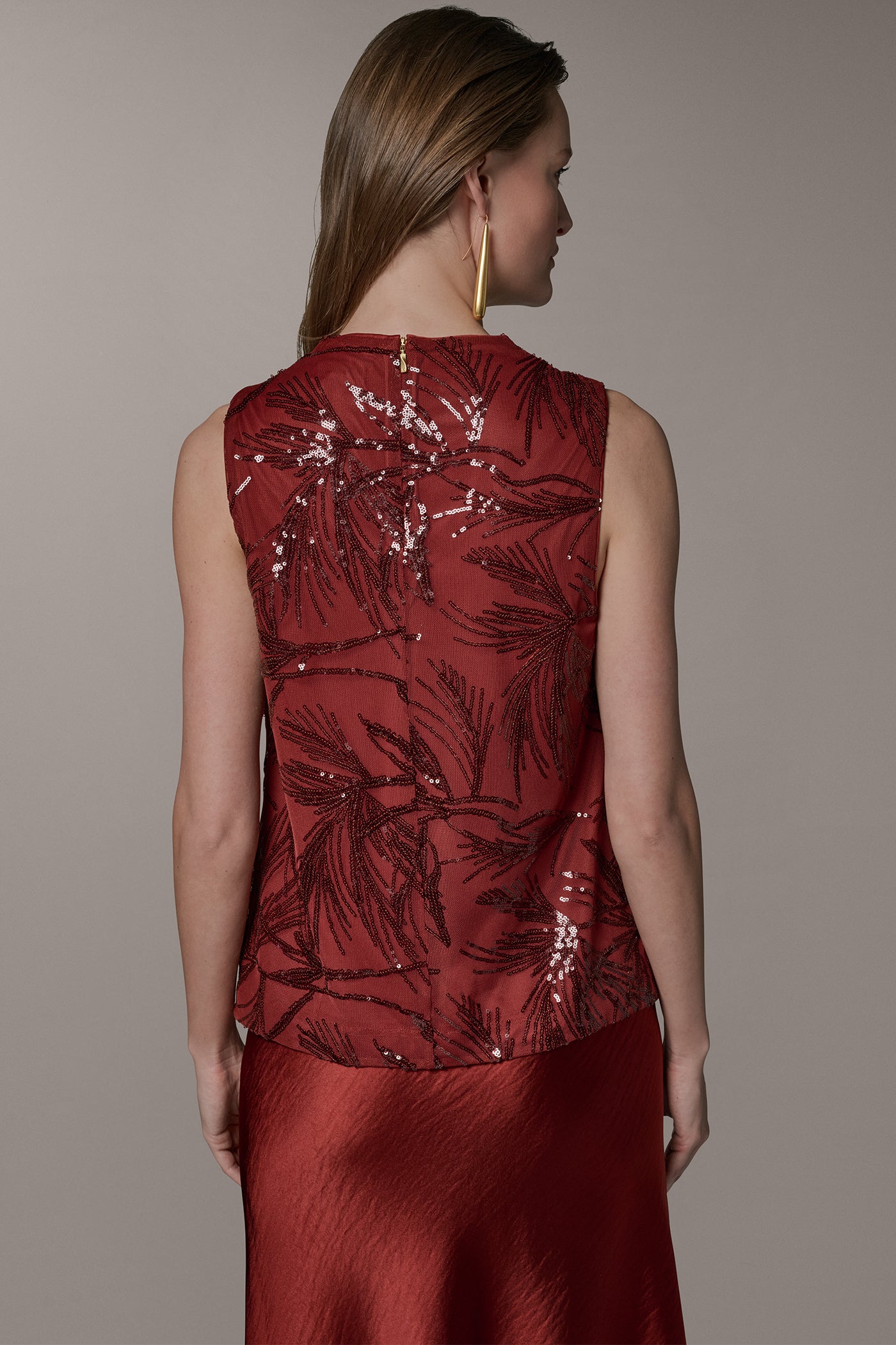 SLEEVELESS COWL NECK SEQUIN BLOUSE VIEW 3 | Tops