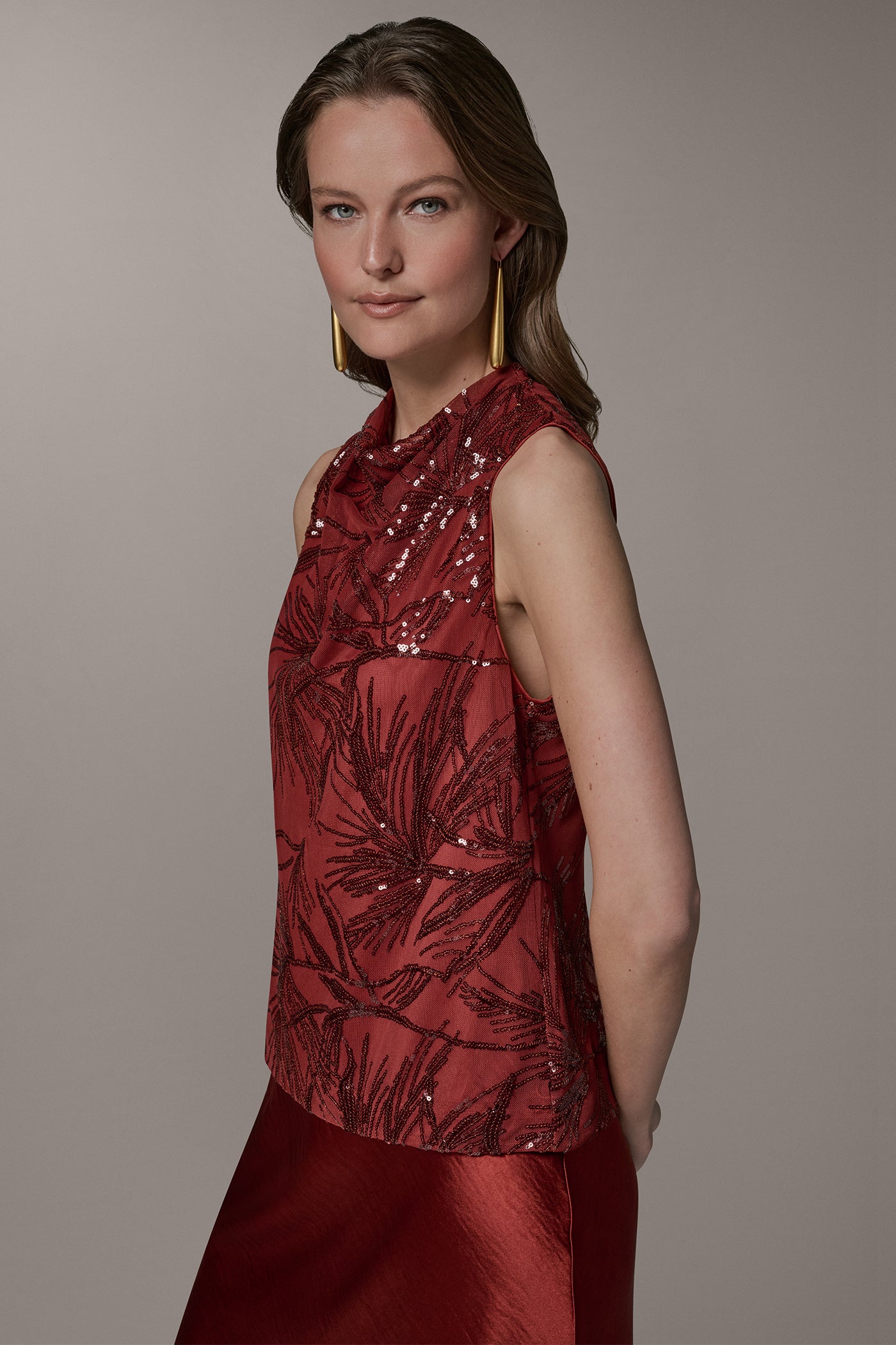 SLEEVELESS COWL NECK SEQUIN BLOUSE VIEW 4 | Tops