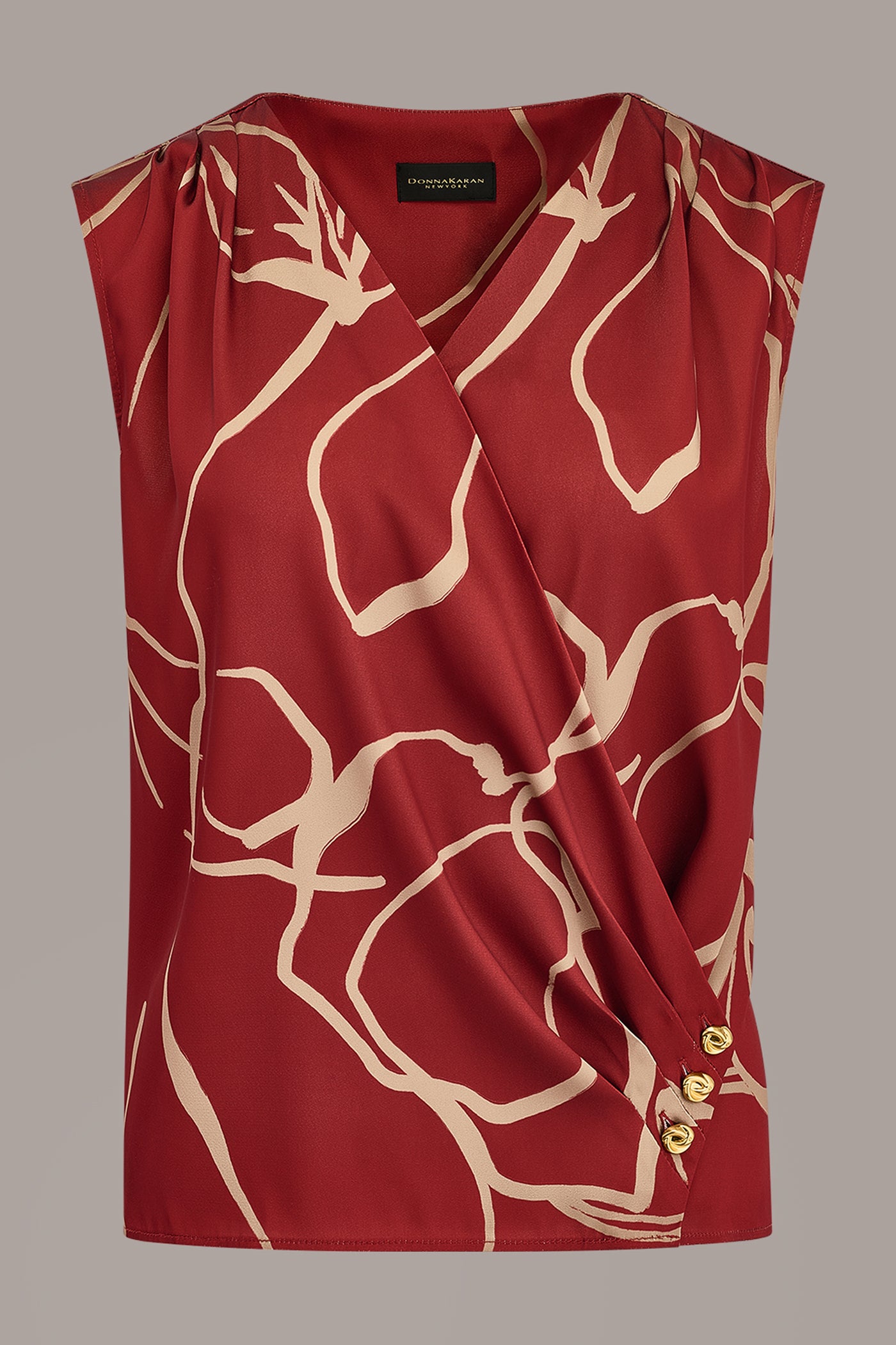 SLEEVELESS WRAP EFFECT PRINT BLOUSE VIEW 8 | Included in discounts