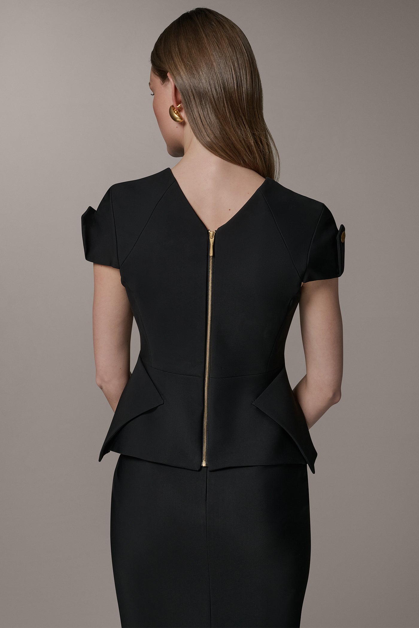 SHORT SLEEVE PEPLUM TOP VIEW 4 | Tops