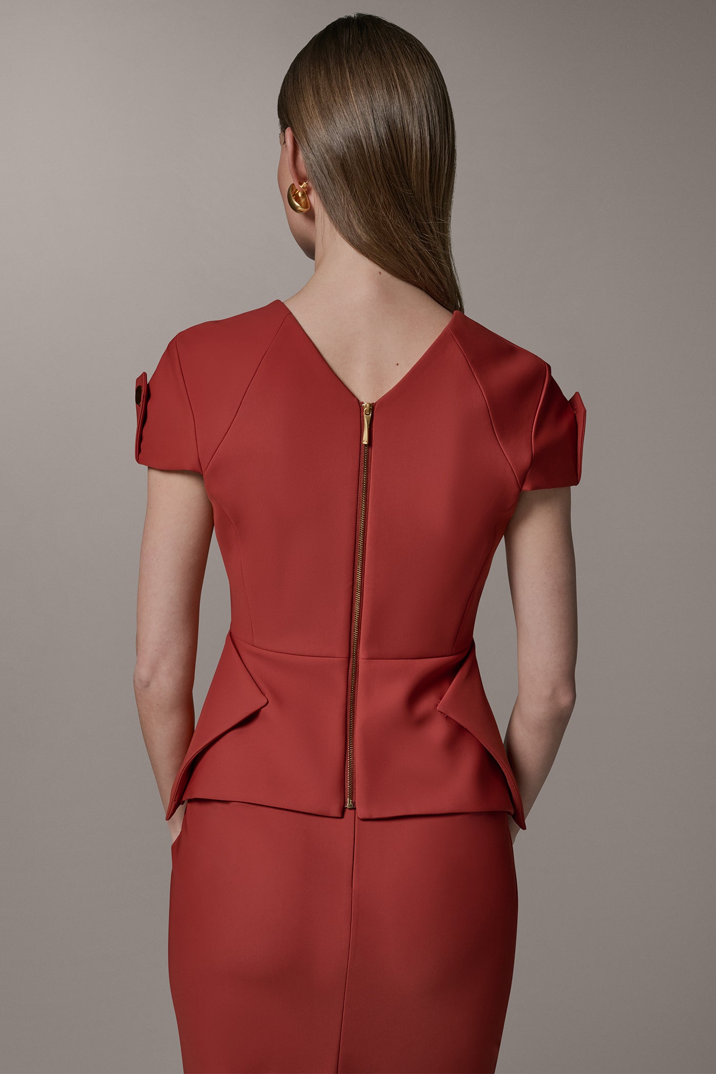 SHORT SLEEVE PEPLUM TOP VIEW 3 | Tops