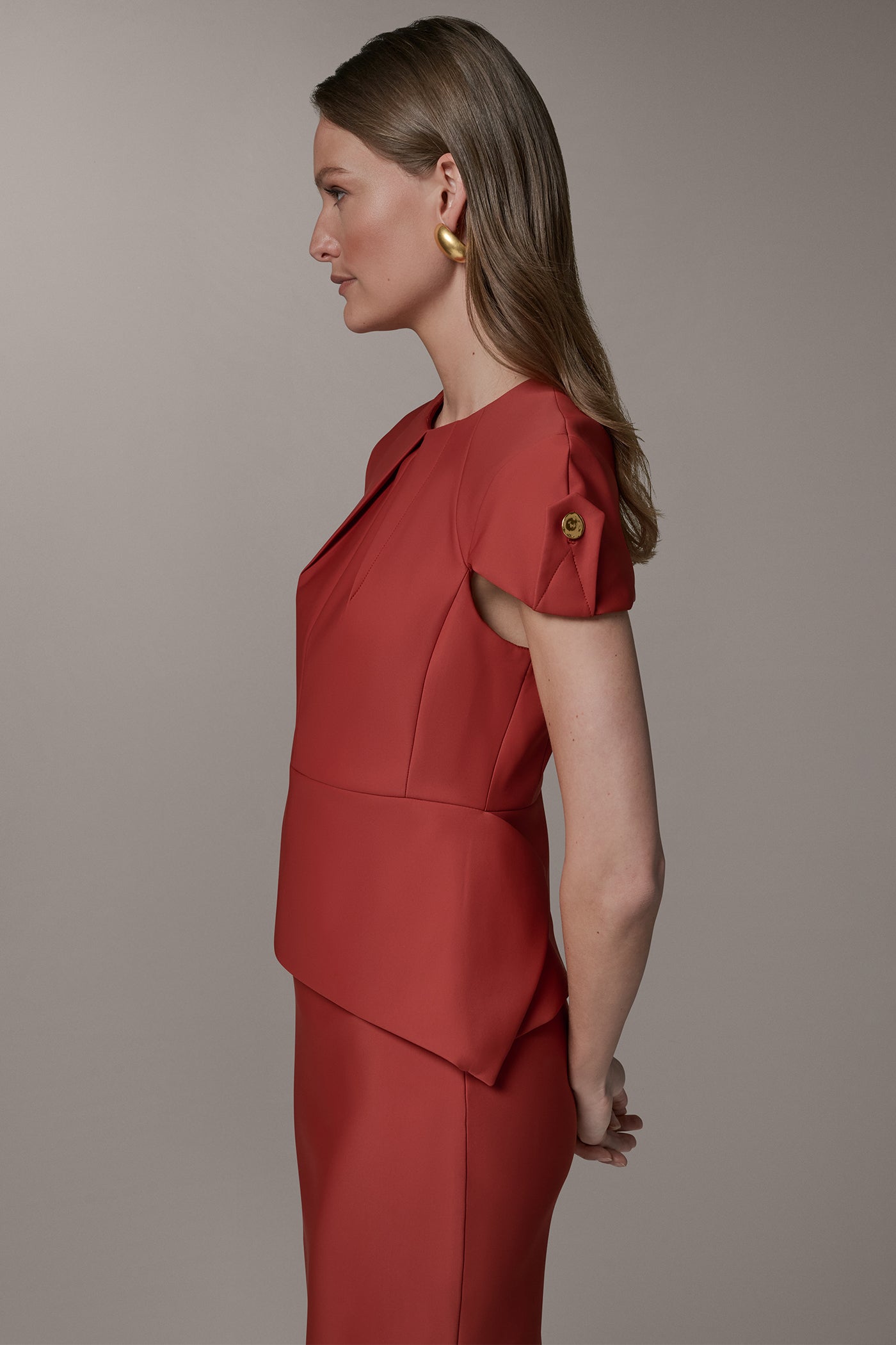 SHORT SLEEVE PEPLUM TOP VIEW 4 | Tops