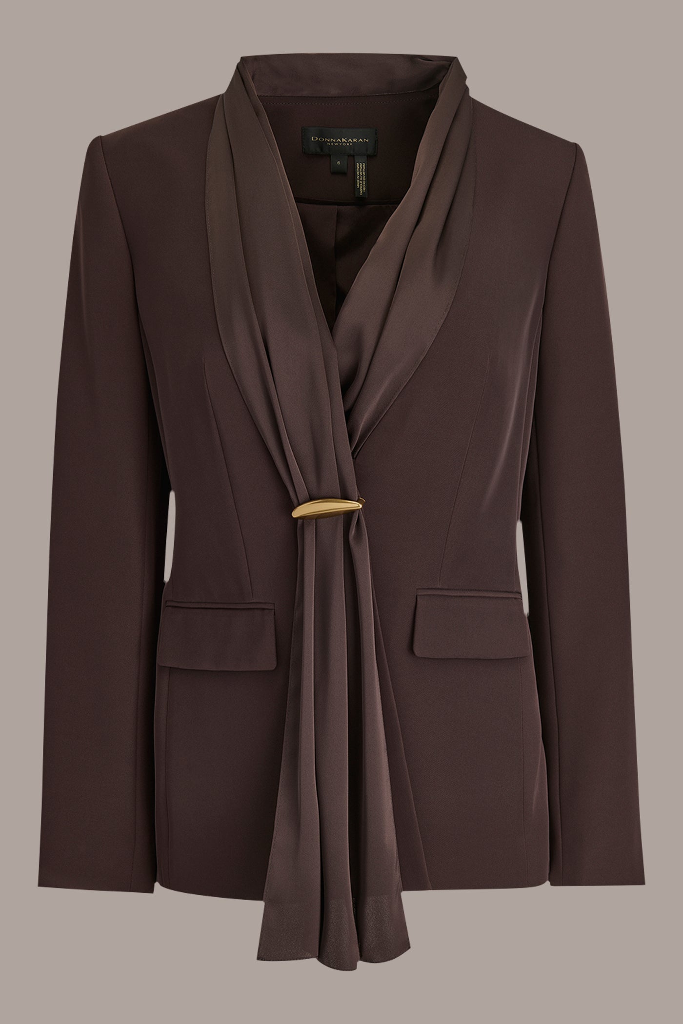 MIXED MEDIA ONE BUTTON COLLARLESS JACKET VIEW 6 | Blazers & Vests