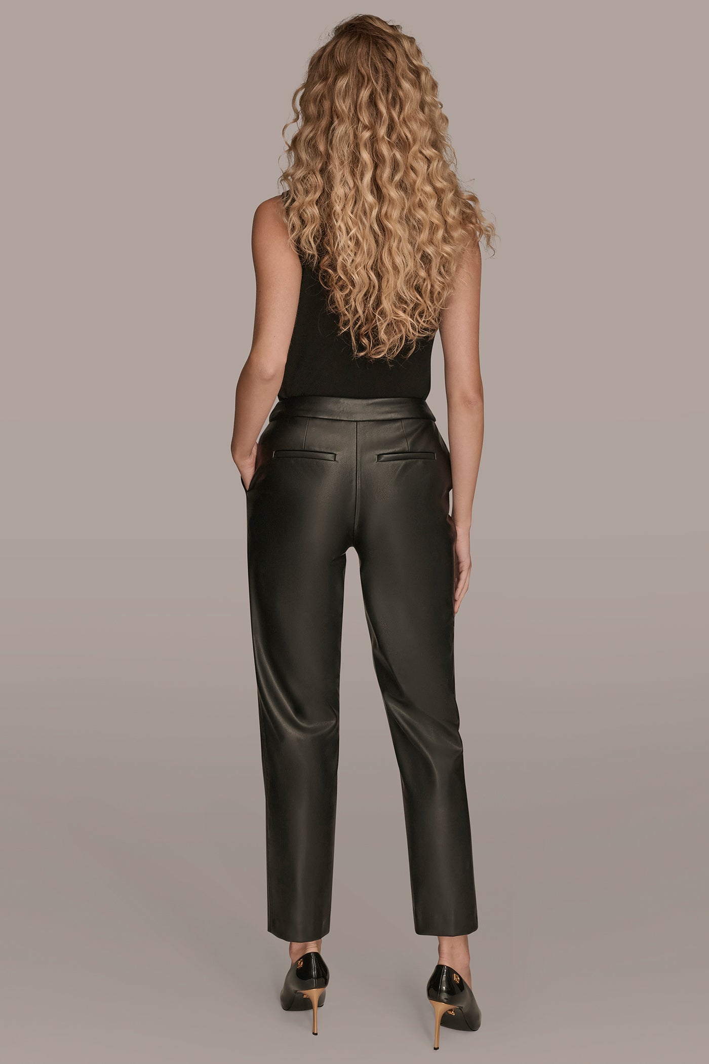 VEGAN LEATHER SLIM LEG ANKLE LENGTH PANT VIEW 6 | Pants