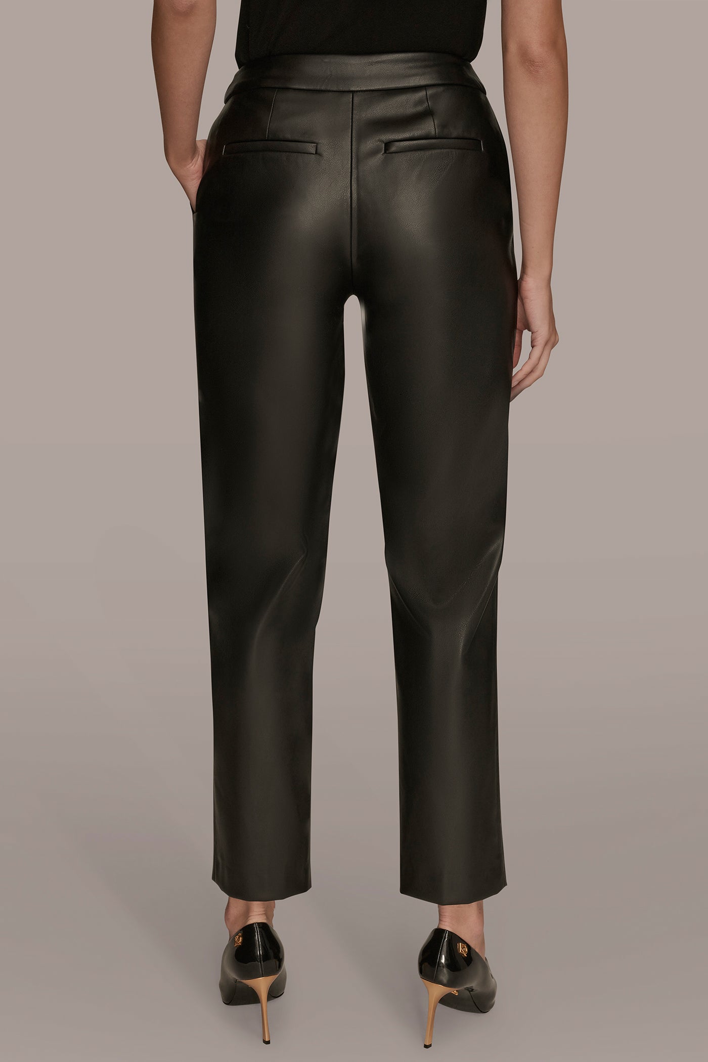 VEGAN LEATHER SLIM LEG ANKLE LENGTH PANT | View 2 | Pants