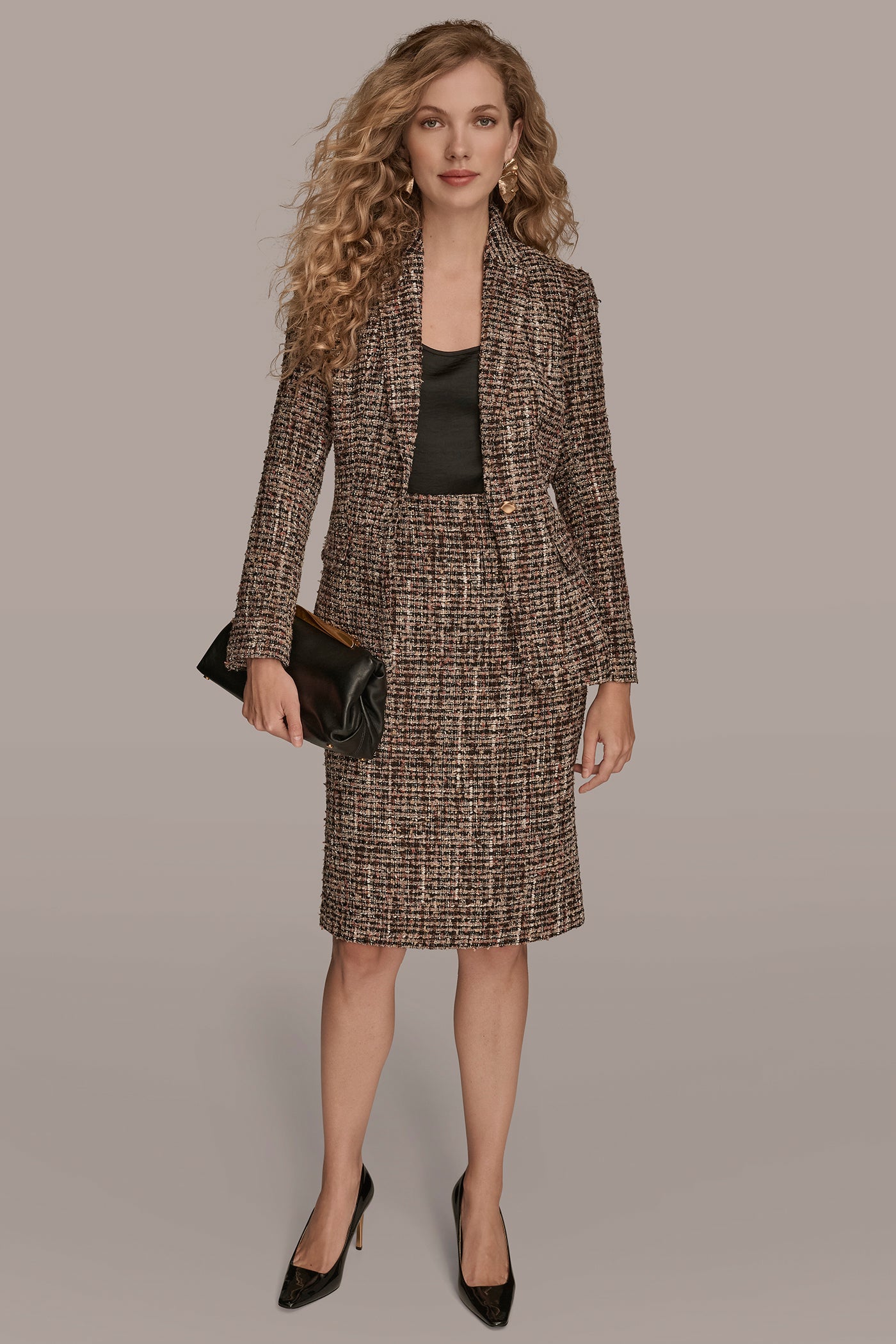 TWEED ONE BUTTON JACKET VIEW 4 | Blazers & Vests