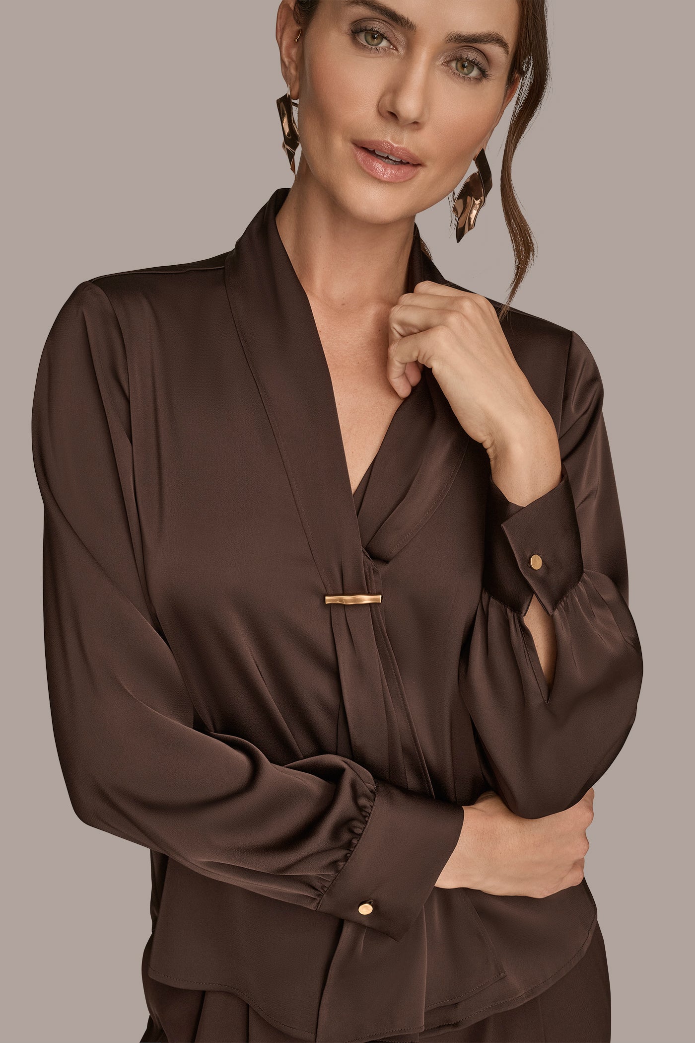 SATIN LONG SLEEVE BLOUSE VIEW 4 | Tops & Sweaters