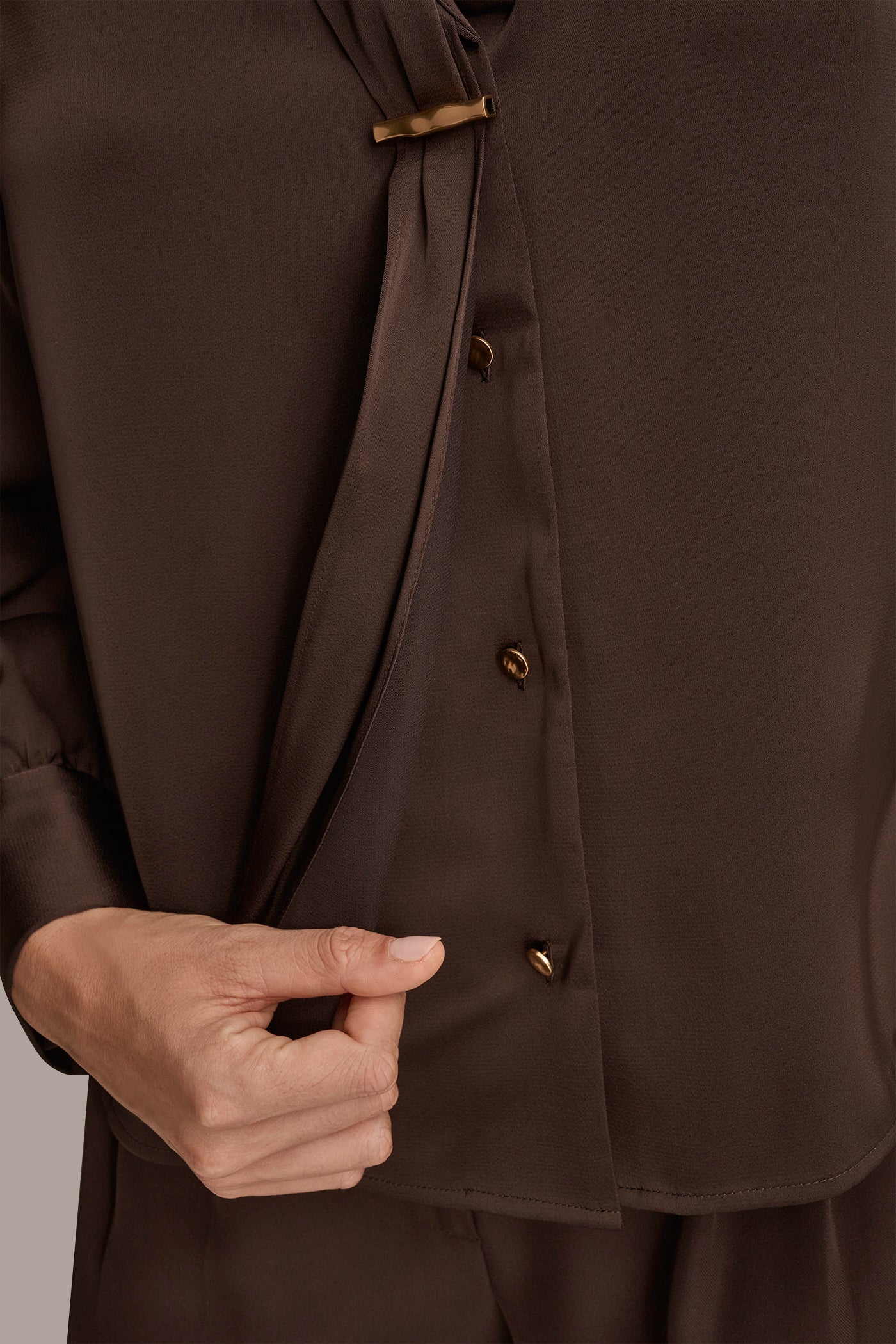 SATIN LONG SLEEVE BLOUSE VIEW 5 | Tops & Sweaters