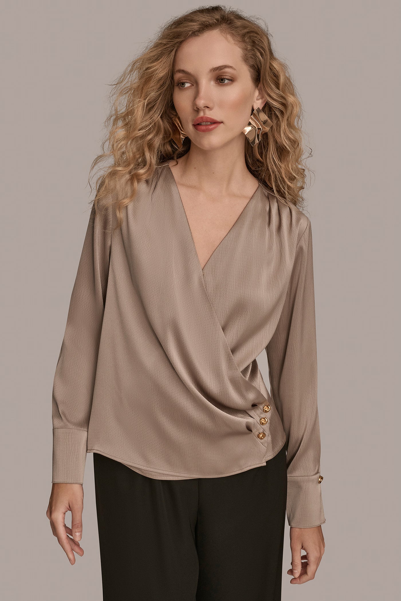 SATIN LONG SLEEVE BLOUSE | View 1 | Tops & Sweaters
