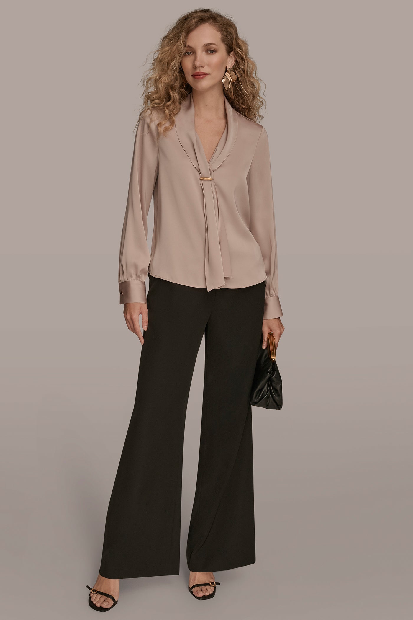 HAMMERED SATIN LONG SLEEVE TOP VIEW 4 | Tops