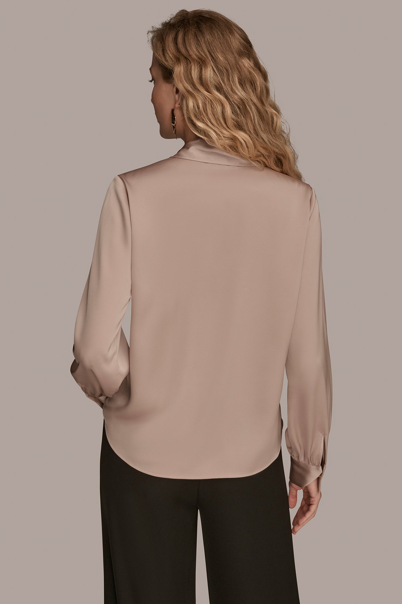HAMMERED SATIN LONG SLEEVE TOP | View 2 | Tops