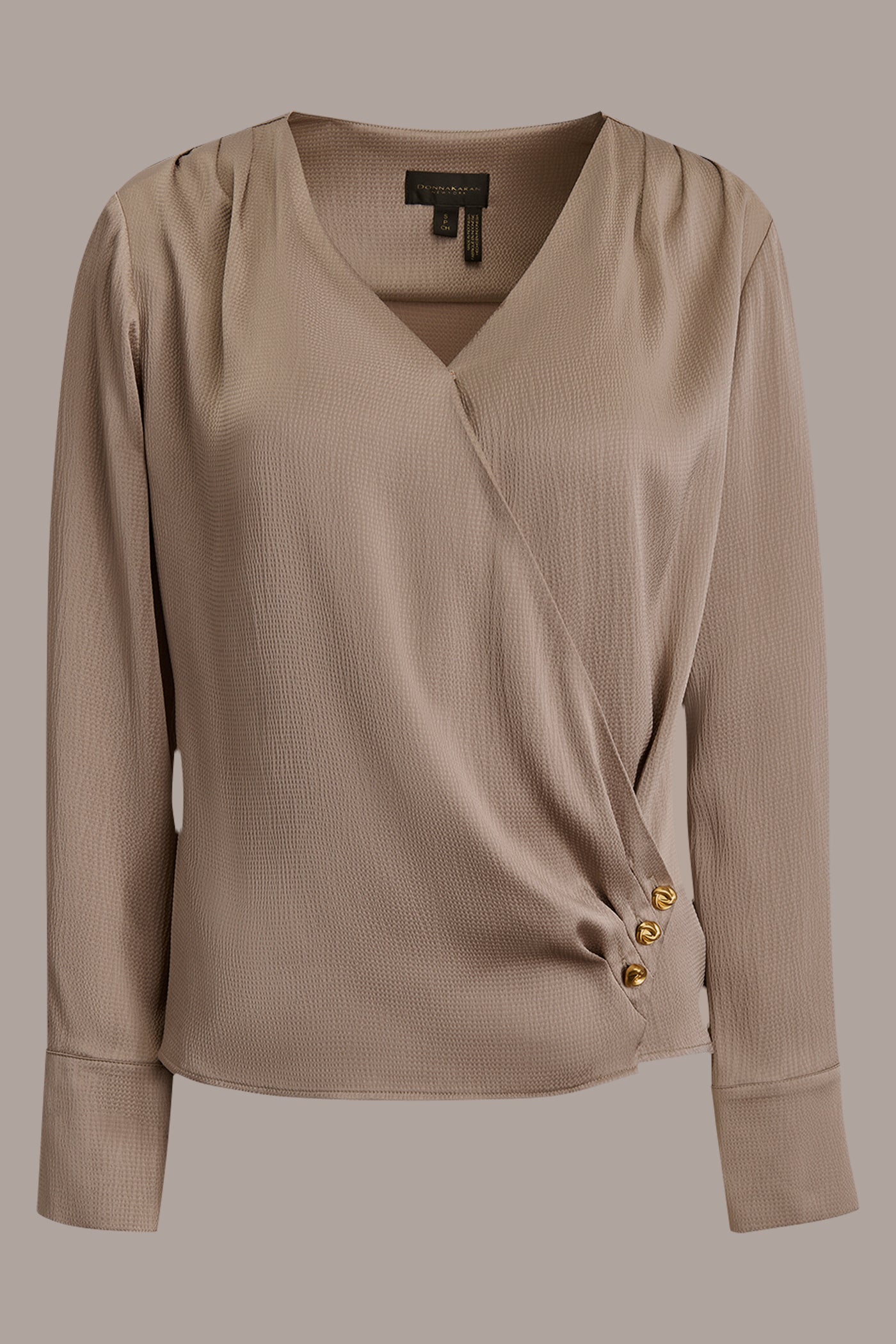 SATIN LONG SLEEVE V-NECK TOP VIEW 6 | Fall Collection