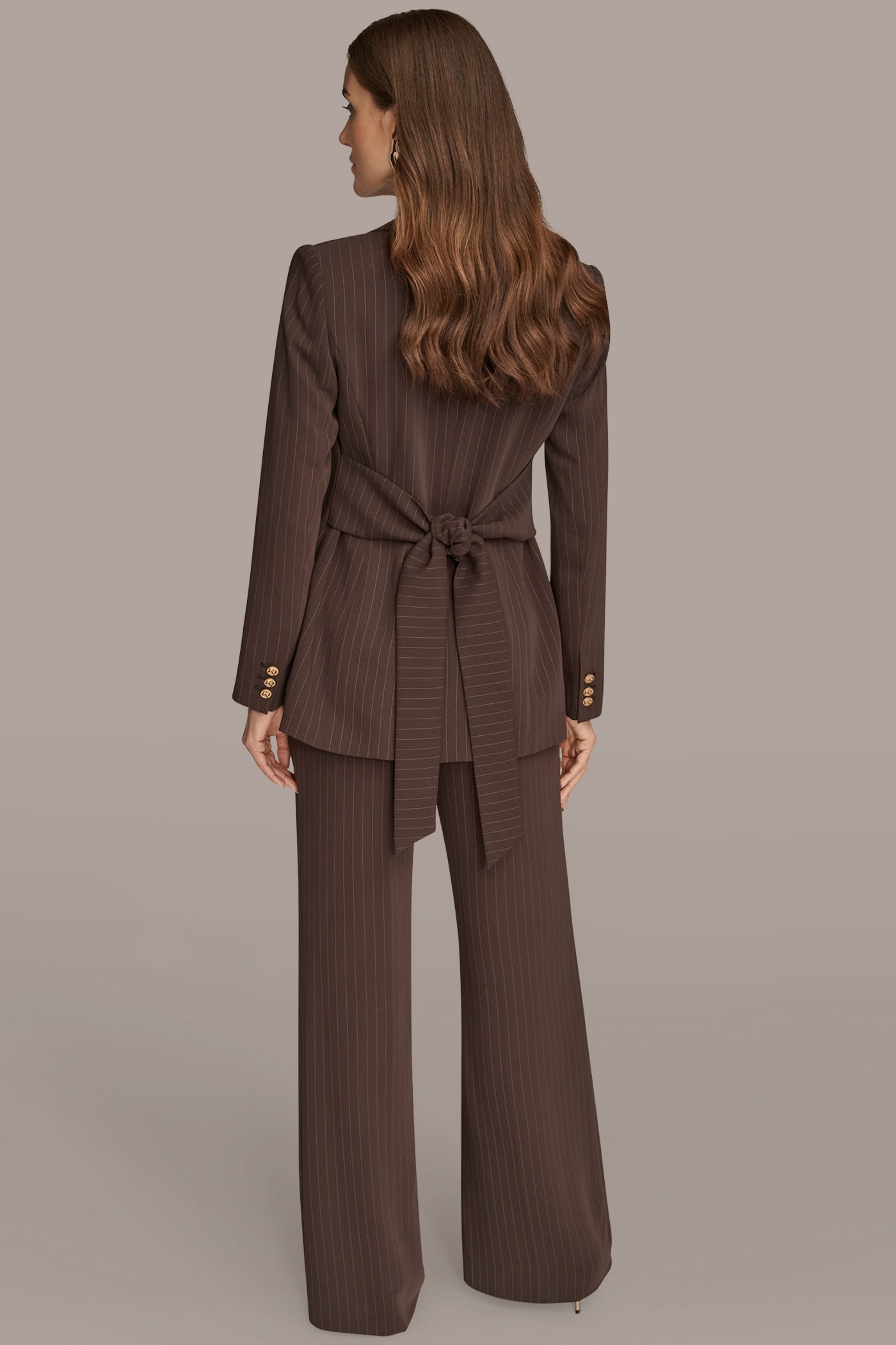 PINSTRIPE BLAZER WITH TIE WAIST VIEW 6 | Fall Collection