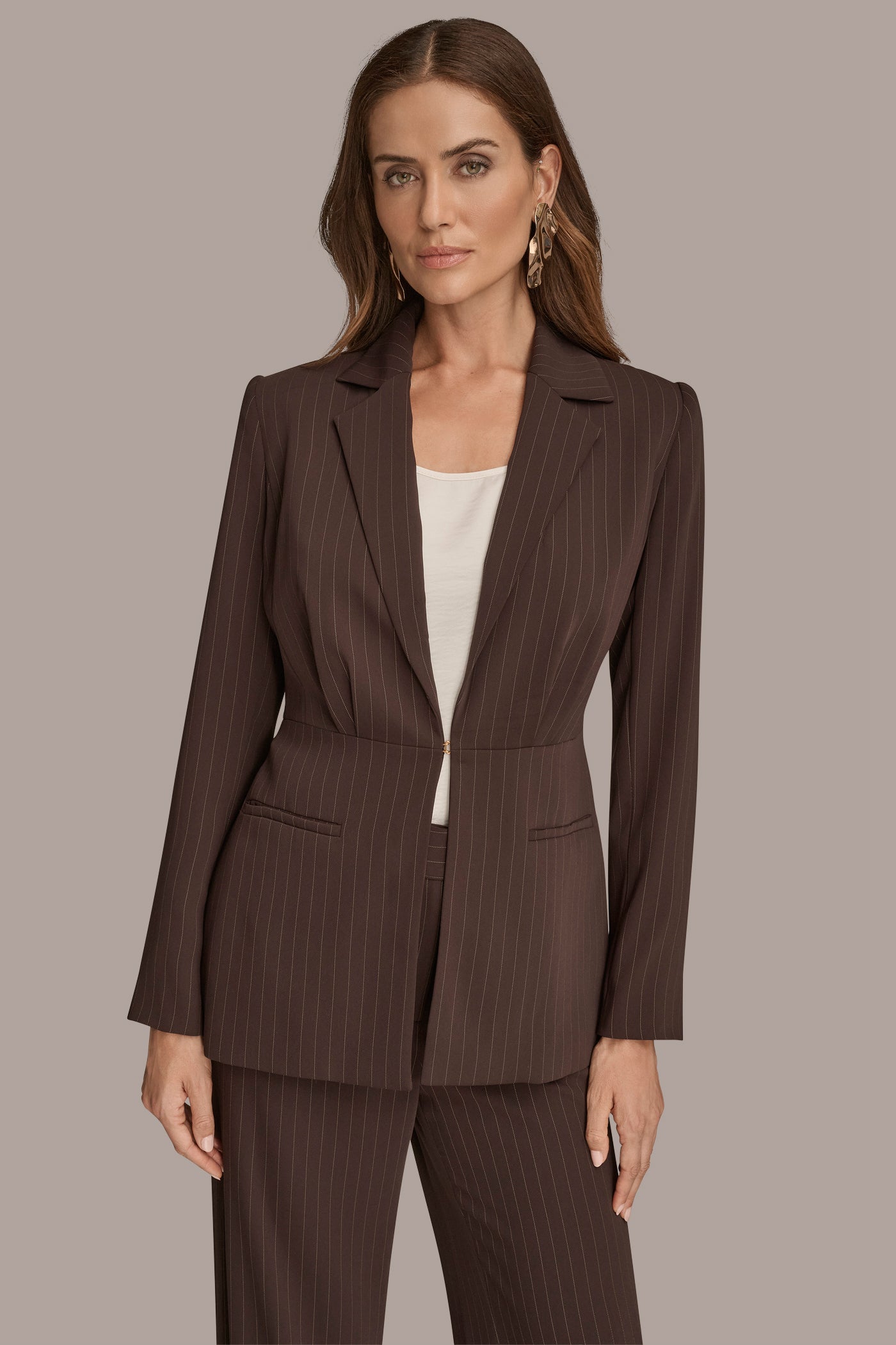PINSTRIPE BLAZER WITH TIE WAIST VIEW 5 | Fall Collection