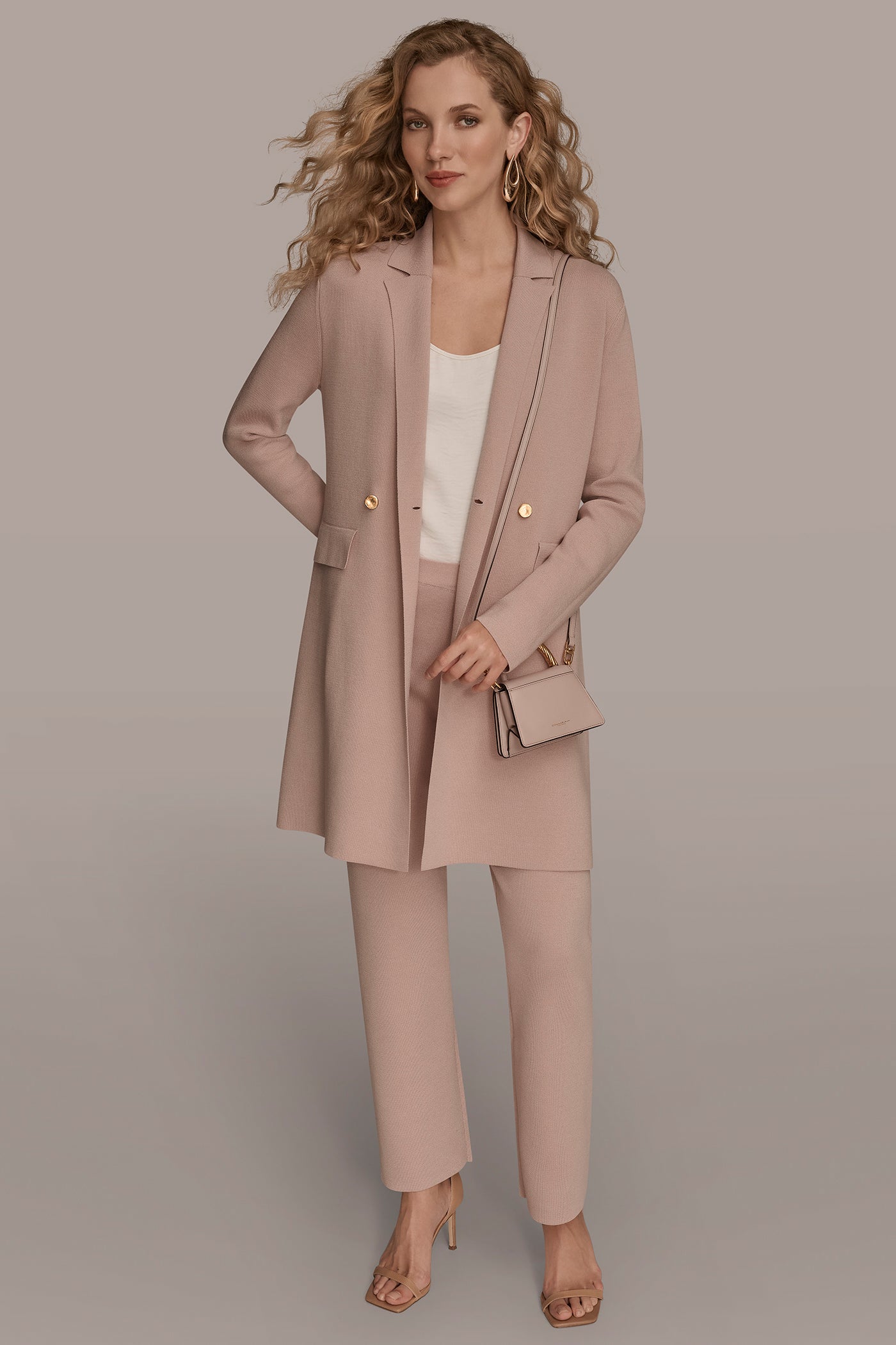 DOUBLE-BREASTED KNIT LONGLINE BLAZER VIEW 6 | New Arrivals