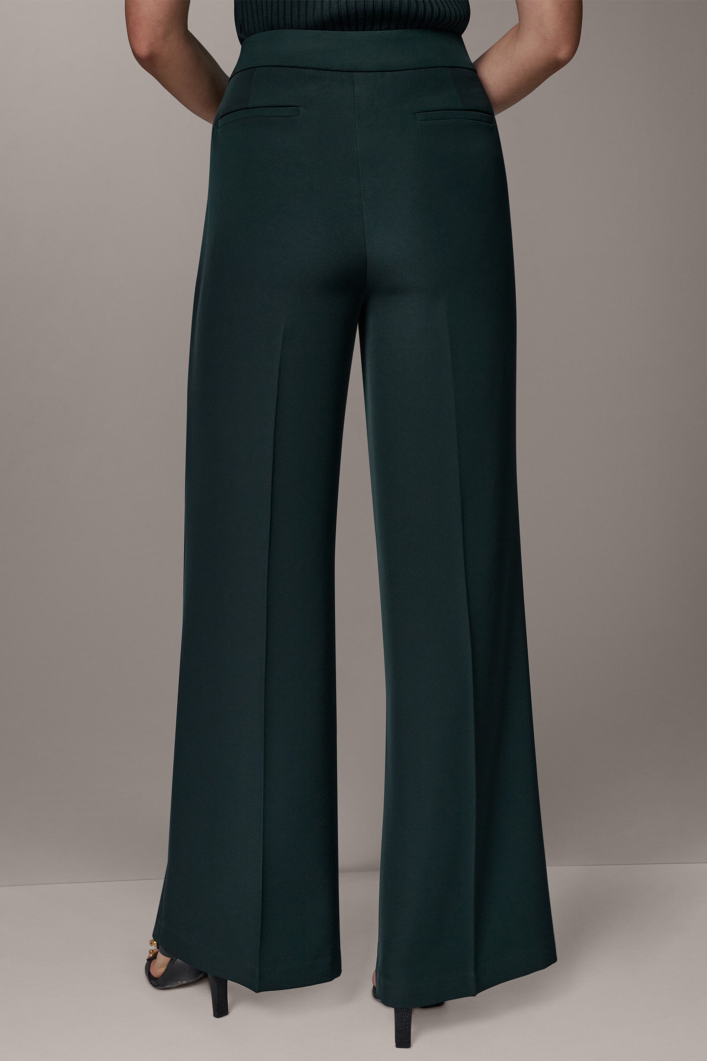 Donna Karan Women's Mid-Rise Wide-Leg Pants - Black Forest