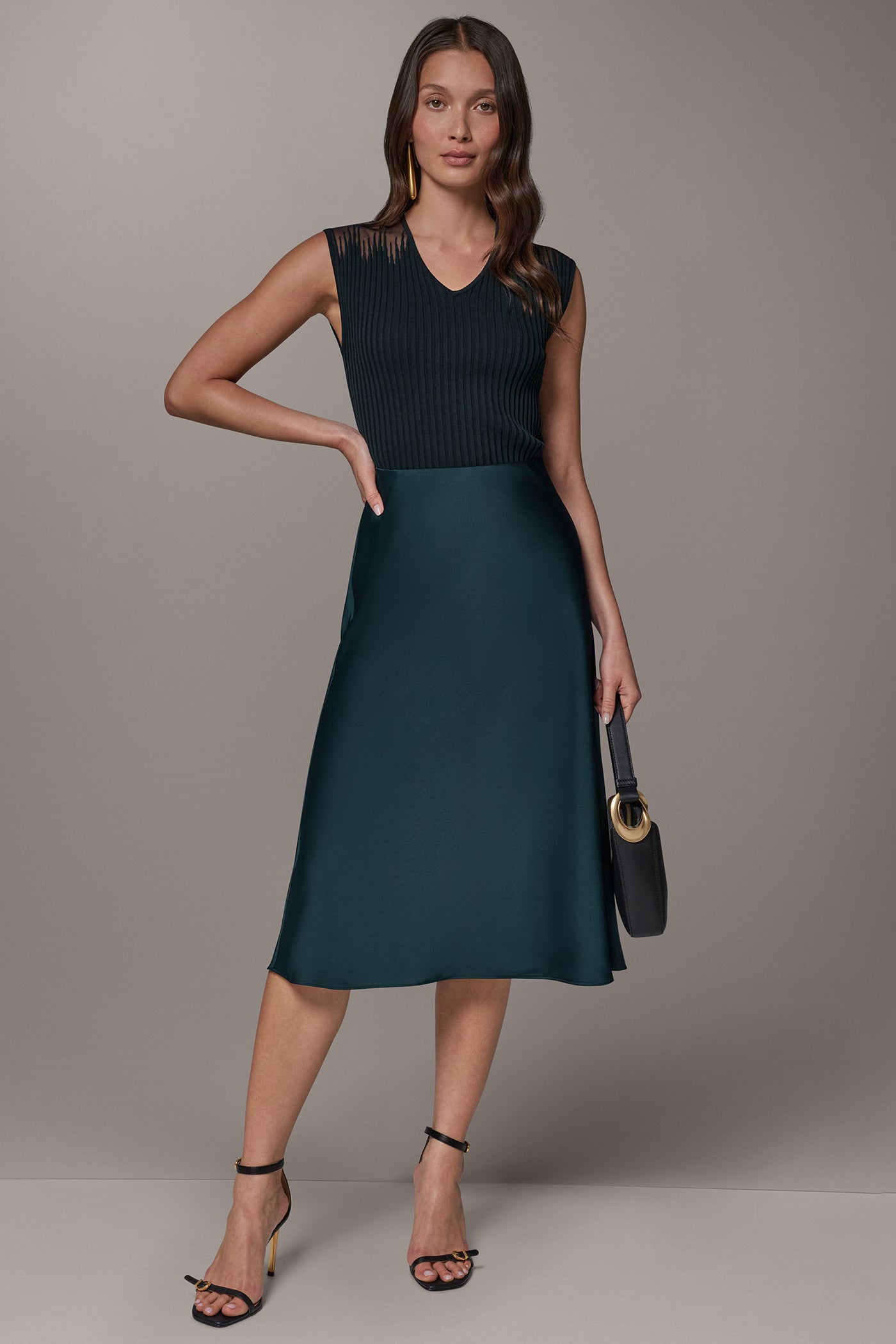 SATIN MIDI A-LINE SKIRT VIEW 5
