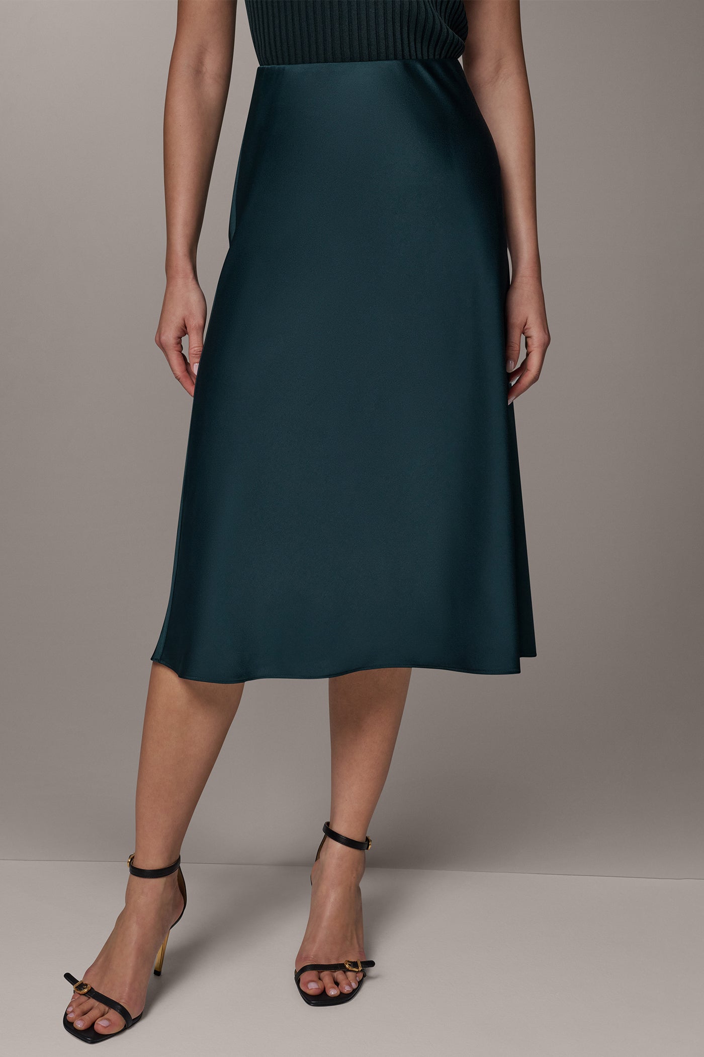 SATIN MIDI A-LINE SKIRT VIEW 1