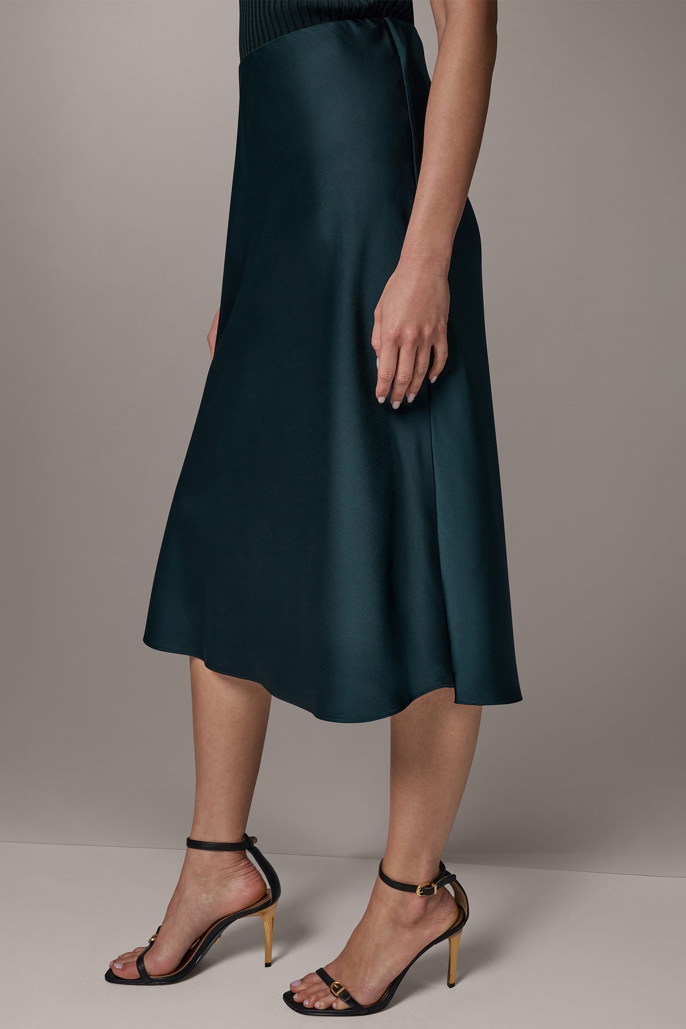 SATIN MIDI A-LINE SKIRT VIEW 3