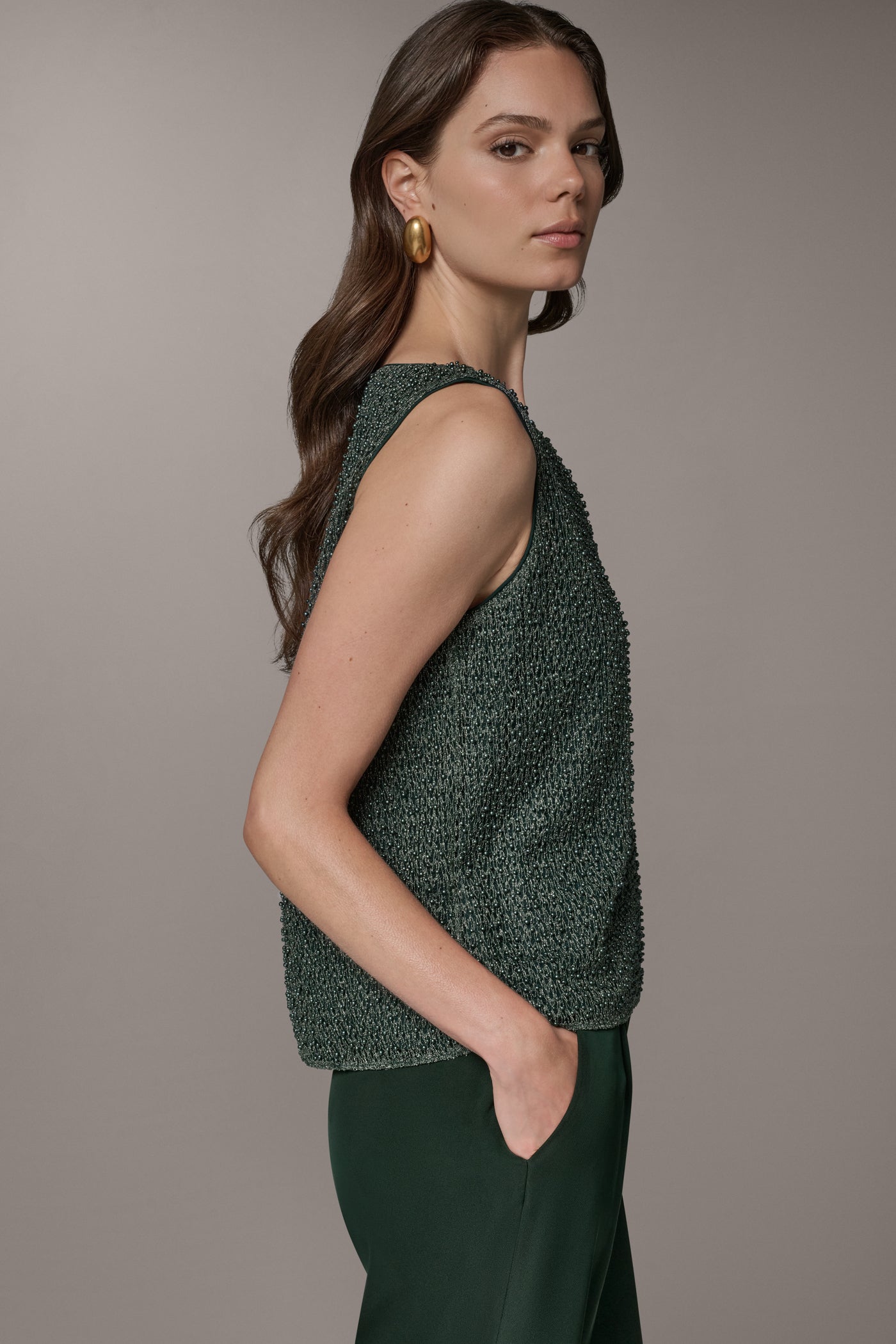 SLEEVELESS PEARL METALLIC BLOUSE VIEW 3 | VIP Promo