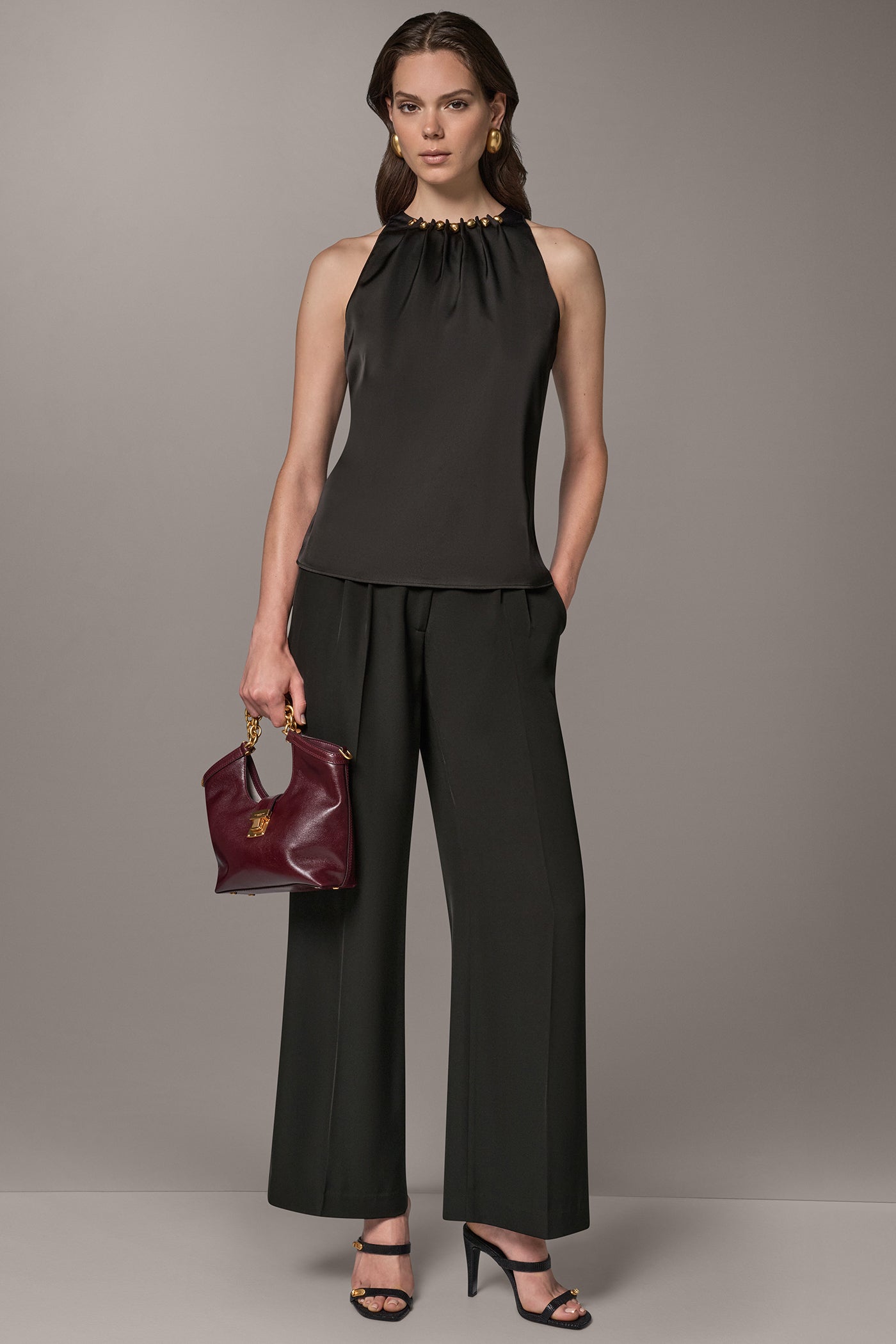 CRYSTAL EMBELLISHED CHARMEUSE BLOUSE VIEW 4