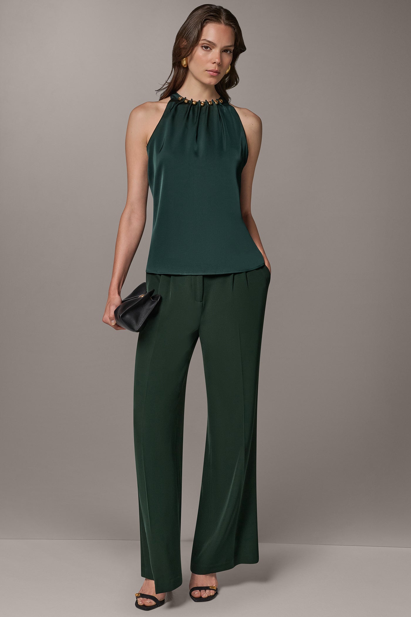 CRYSTAL EMBELLISHED CHARMEUSE BLOUSE VIEW 4