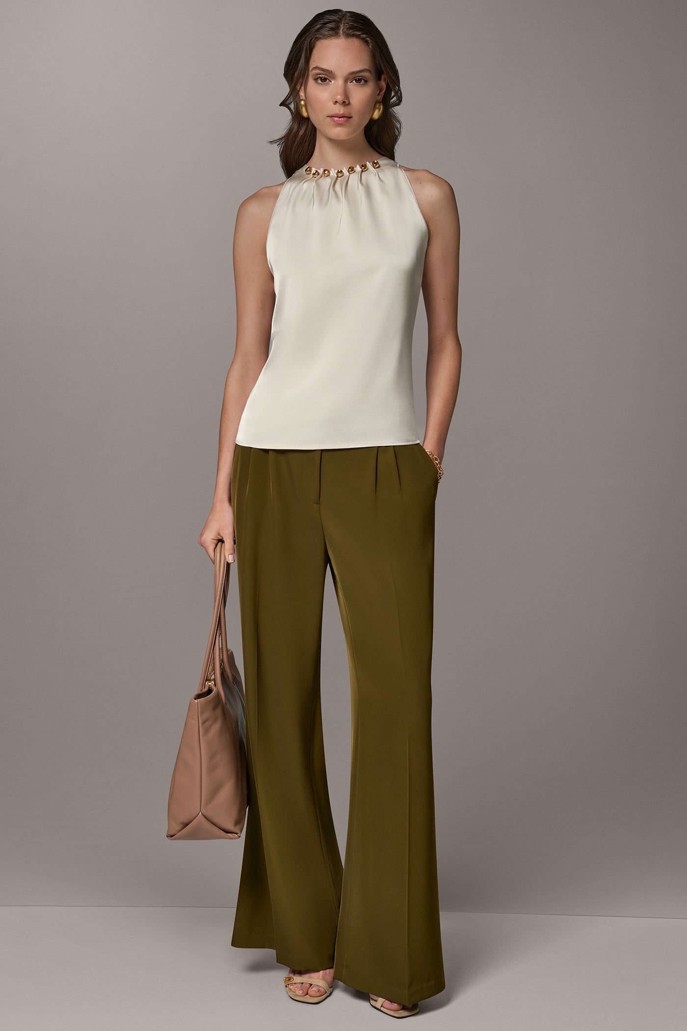 CRYSTAL EMBELLISHED CHARMEUSE BLOUSE VIEW 4