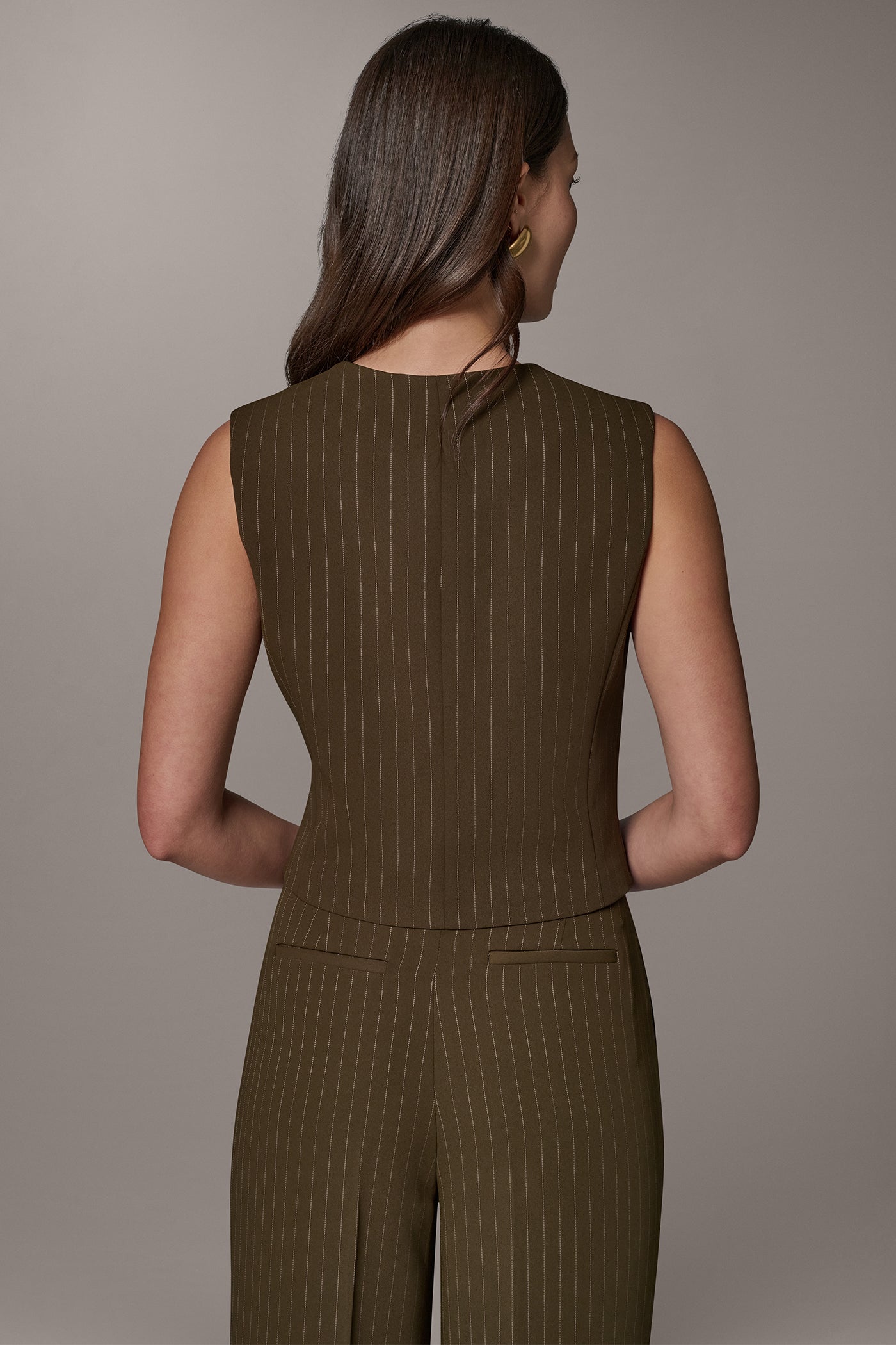 PINSTRIPE CROPPED VEST VIEW 3
