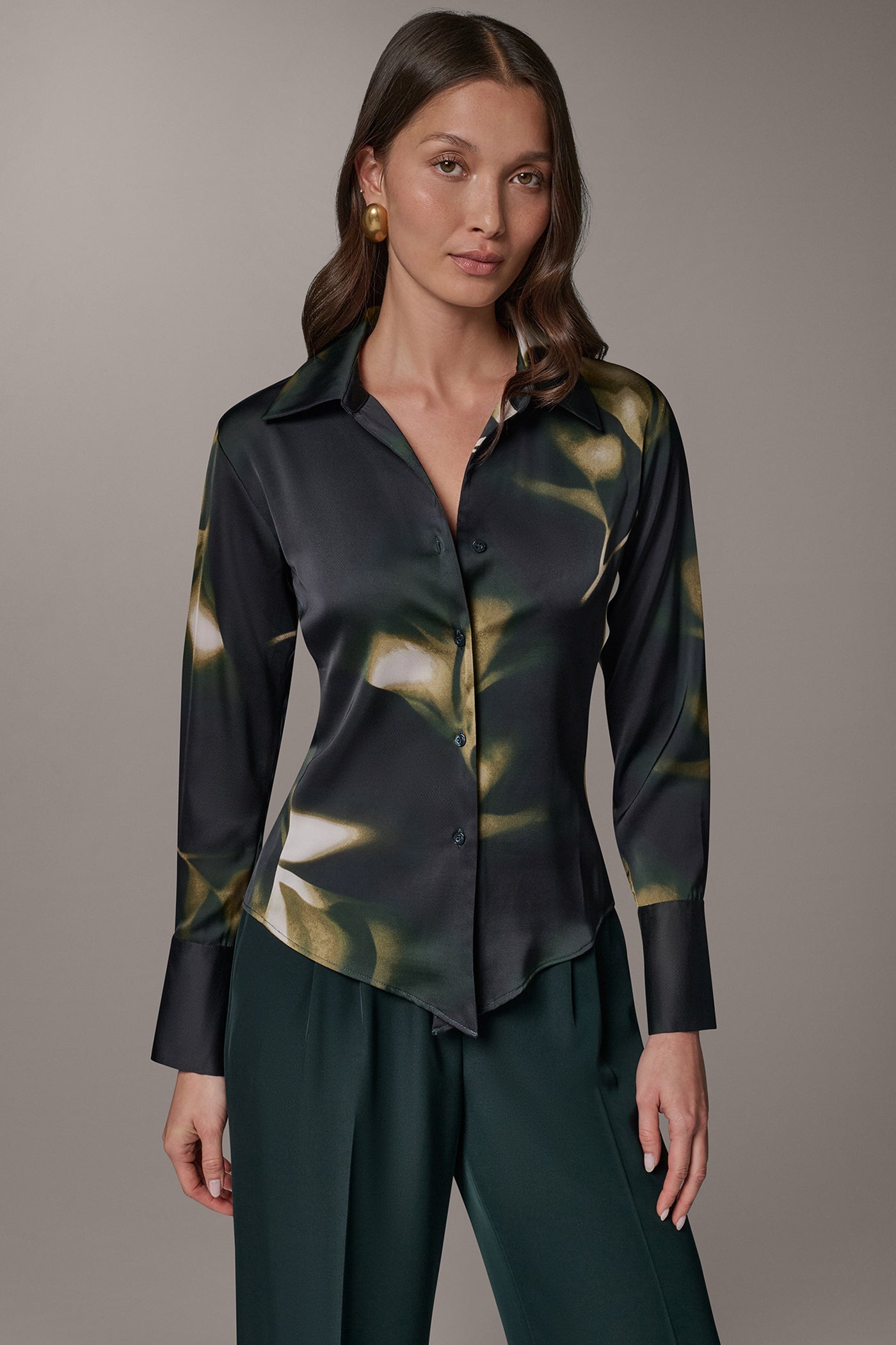 FLORAL POINTED HEM BLOUSE VIEW 1