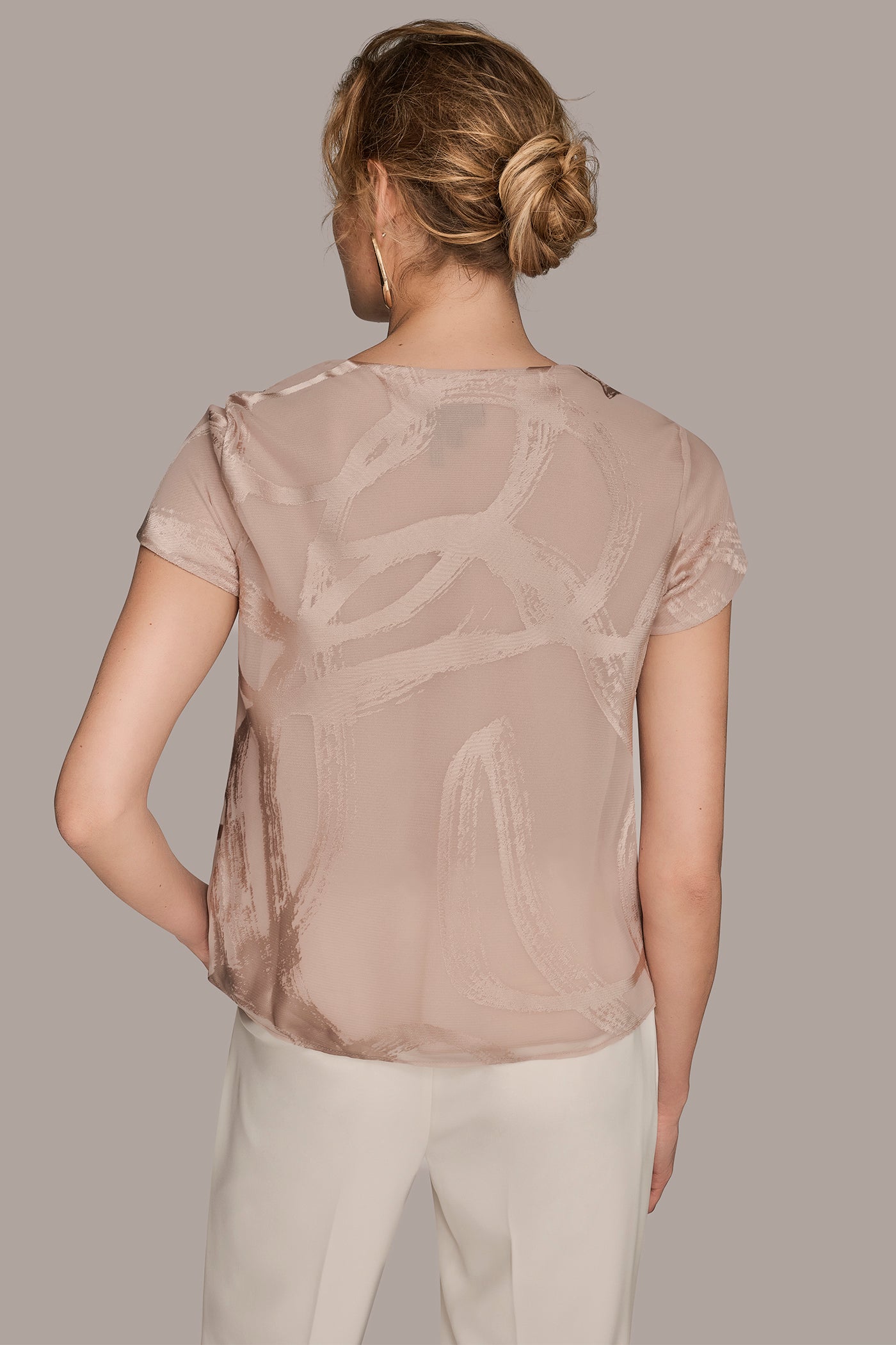 BURNOUT CAP SLEEVE COWL NECK TOP | View 2 | All Products