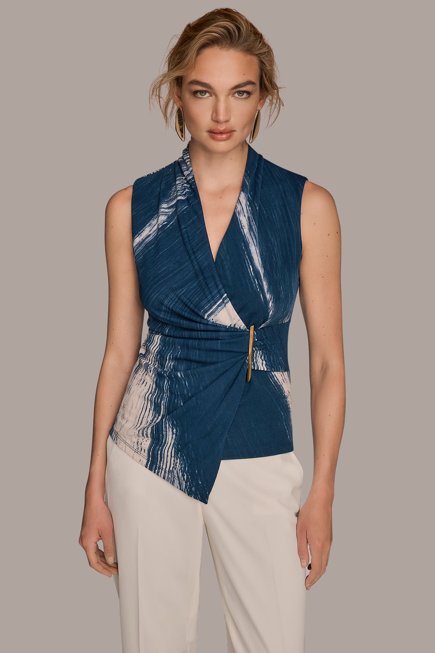 PRINT FAUX WRAP TOP | View 1 | All Products