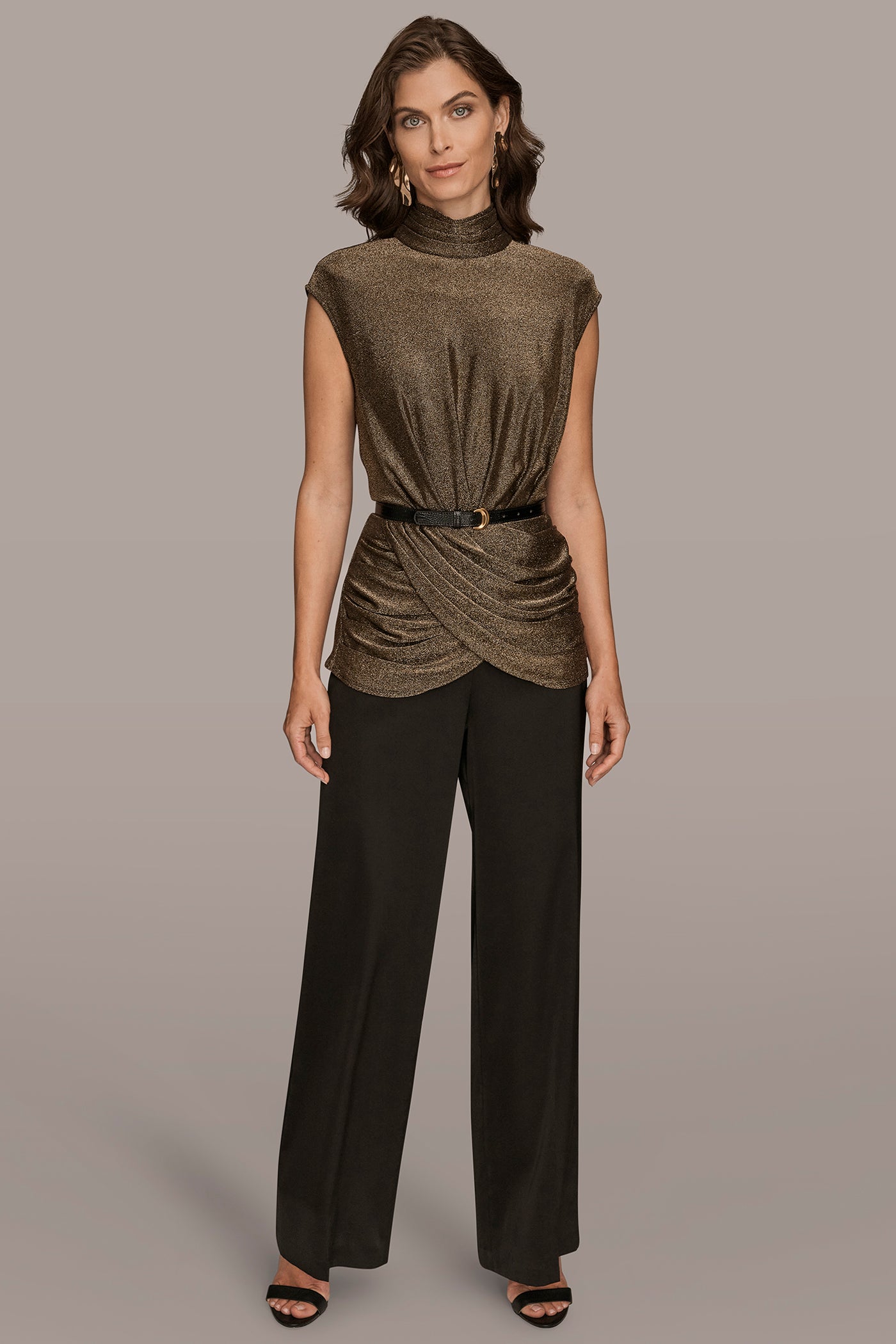 NOVELTY BELTED MOCK NECK TOP VIEW 4 | Included in discounts