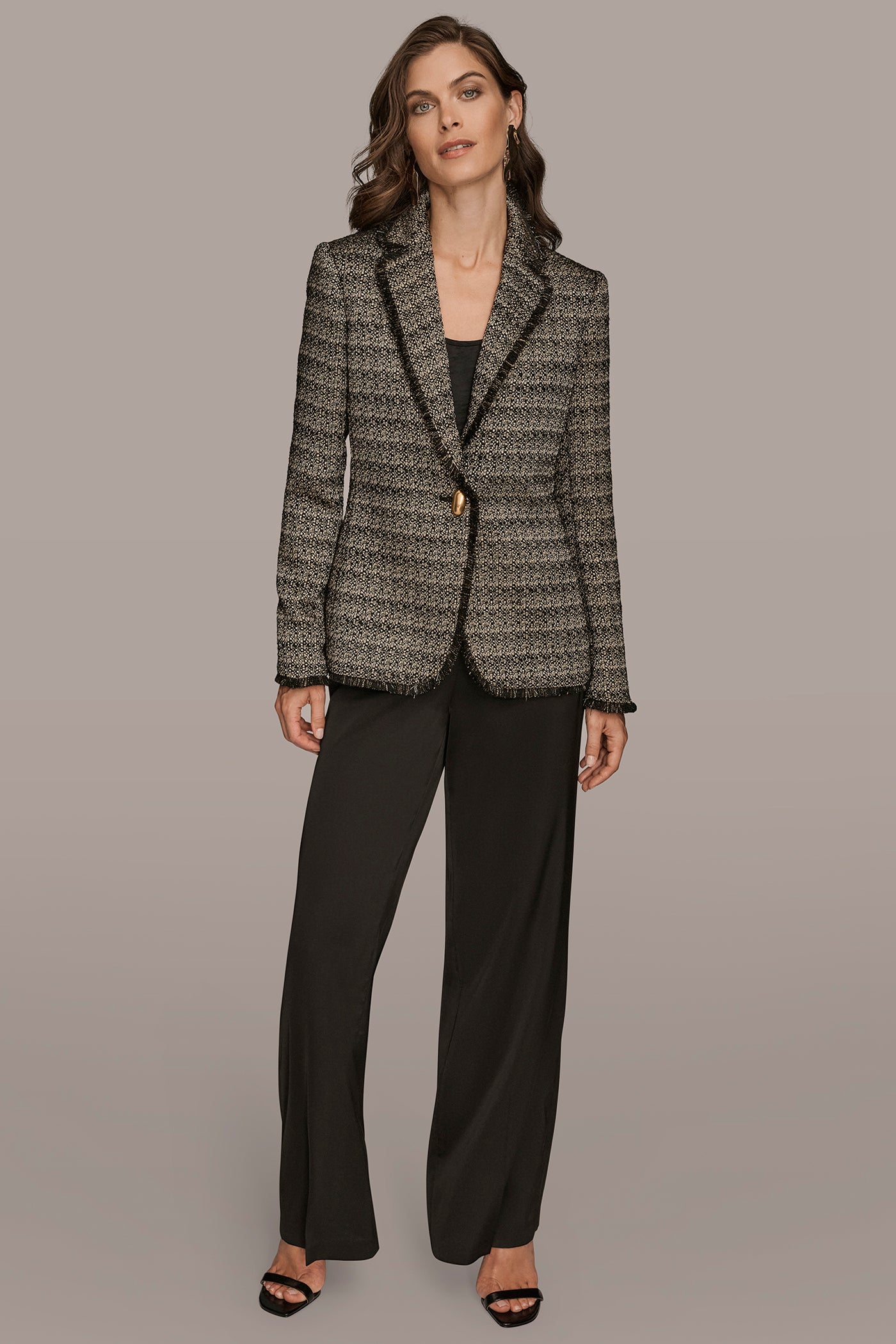 NOVELTY ONE BUTTON JACKET WITH FRINGE VIEW 6 | Blazers & Vests