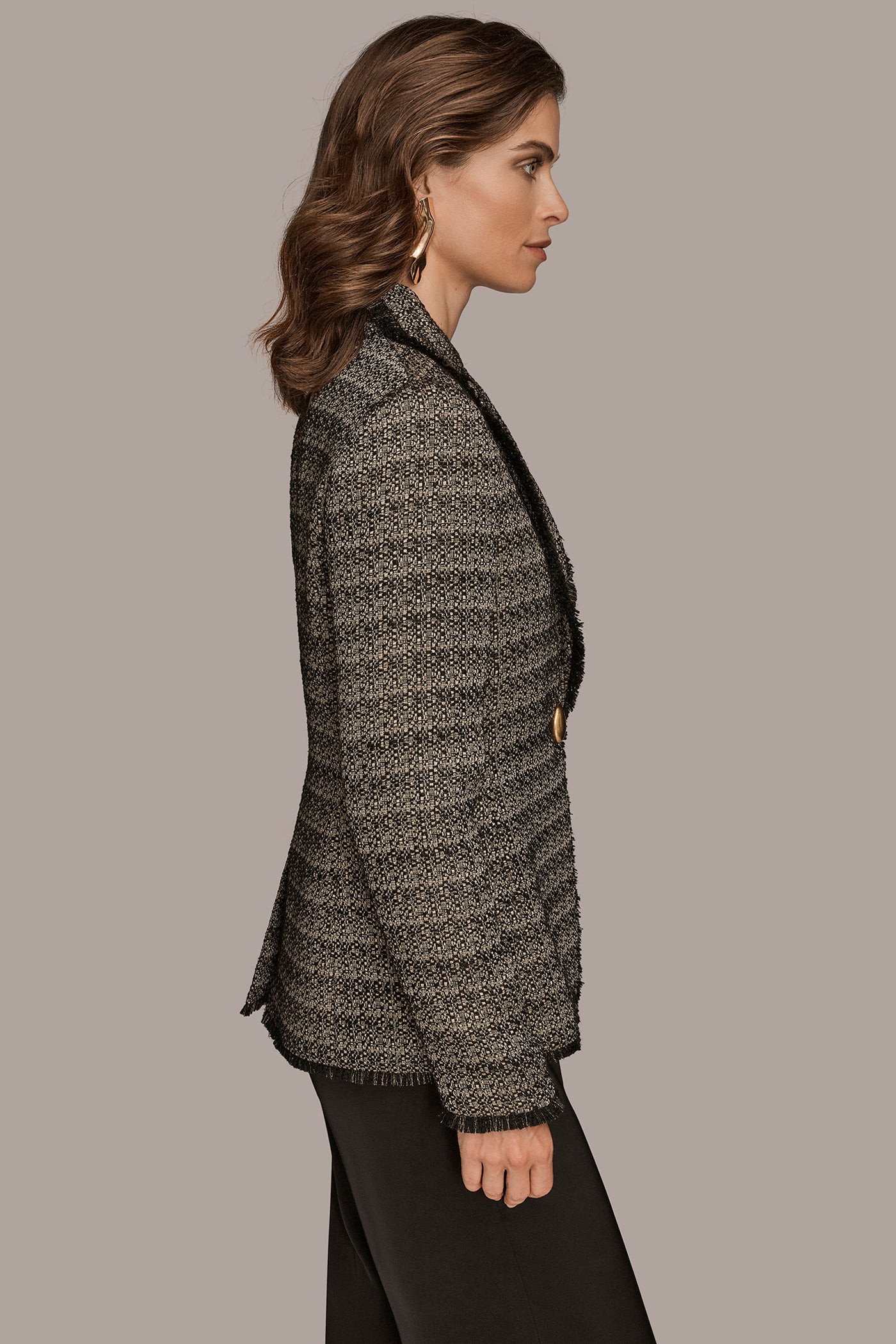 NOVELTY ONE BUTTON JACKET WITH FRINGE VIEW 3 | Blazers & Vests