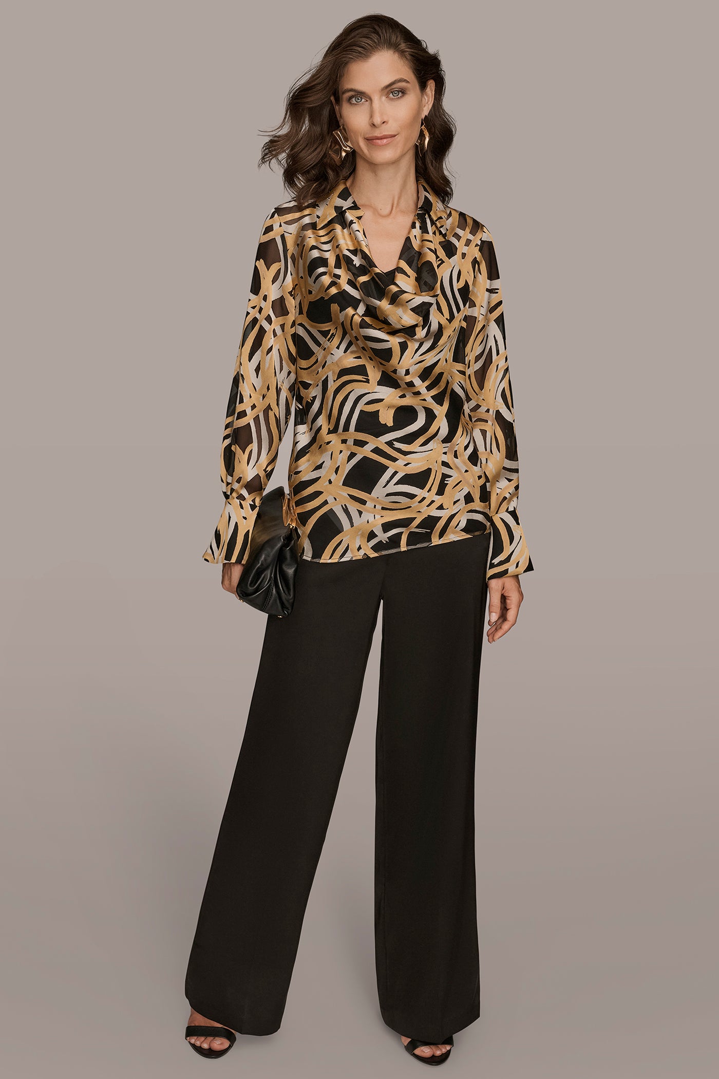BURNOUT LONG SLEEVE COWL NECK TOP VIEW 6 | Tops