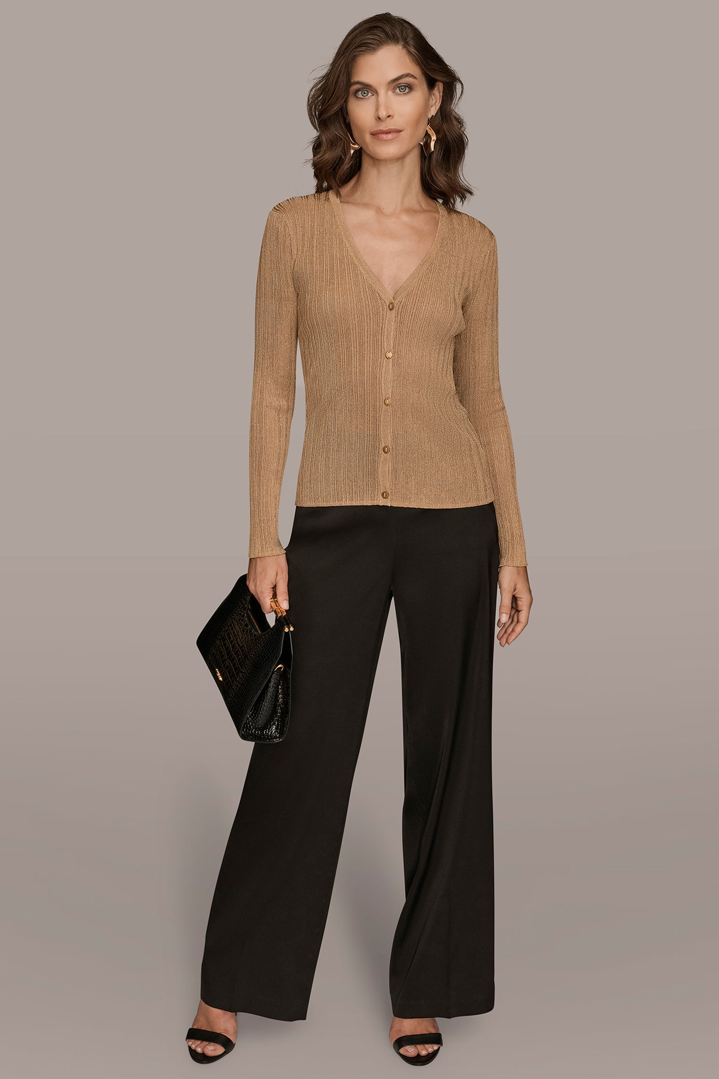 METALLIC-KNIT CARDIGAN VIEW 4 | Clothing