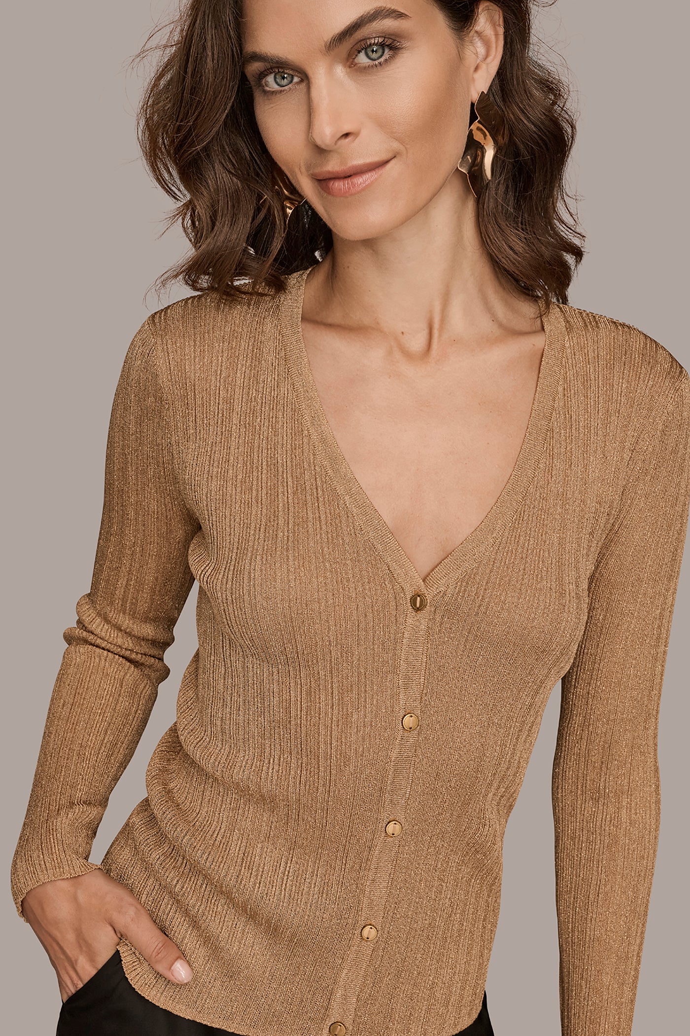 METALLIC-KNIT CARDIGAN VIEW 5 | Clothing