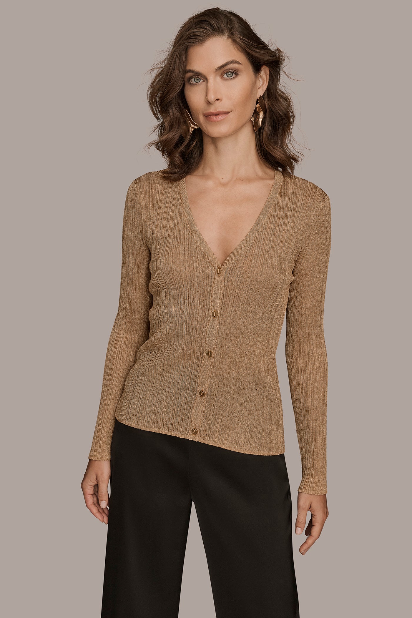 METALLIC-KNIT CARDIGAN | View 1 | Clothing