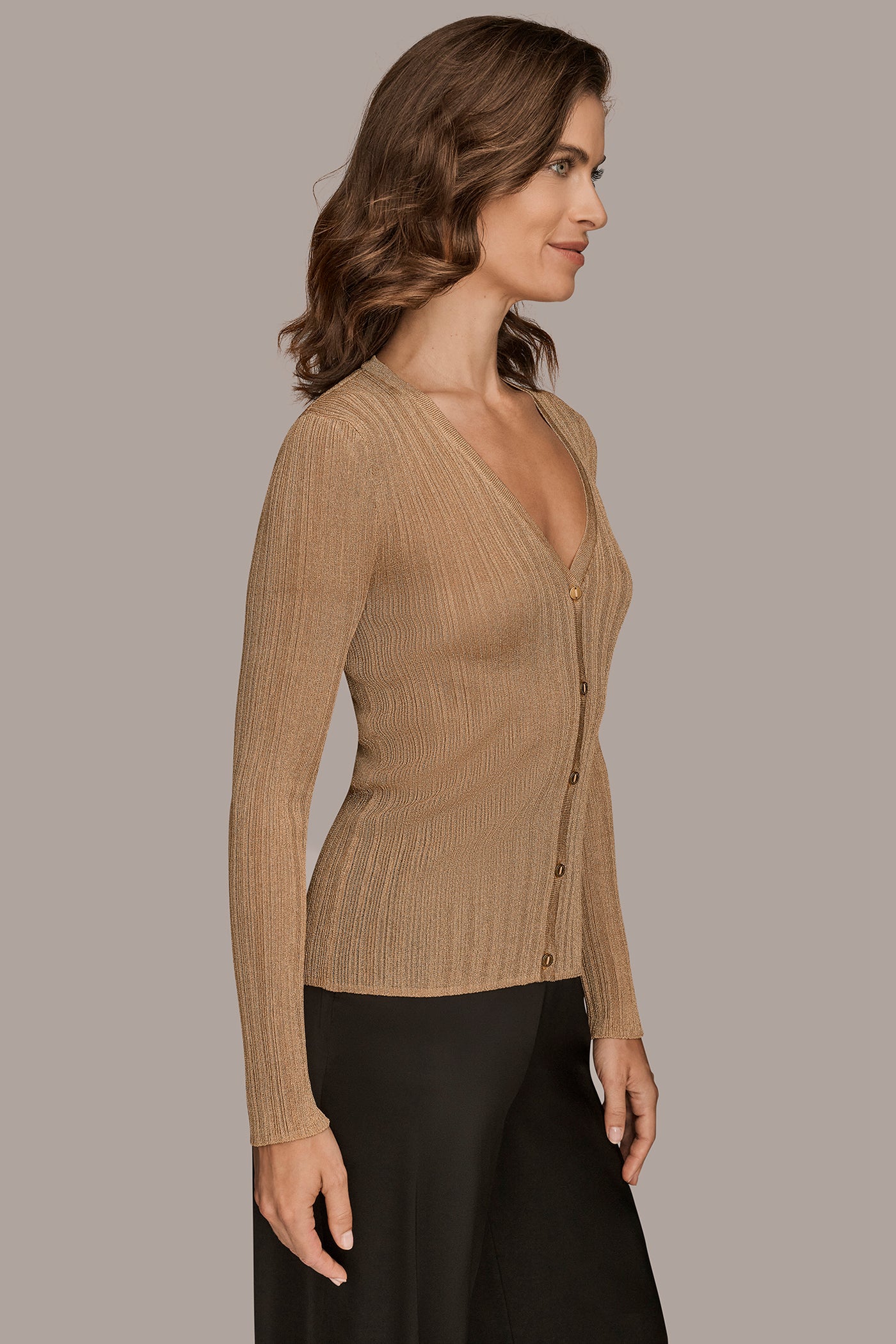 METALLIC-KNIT CARDIGAN VIEW 3 | Clothing