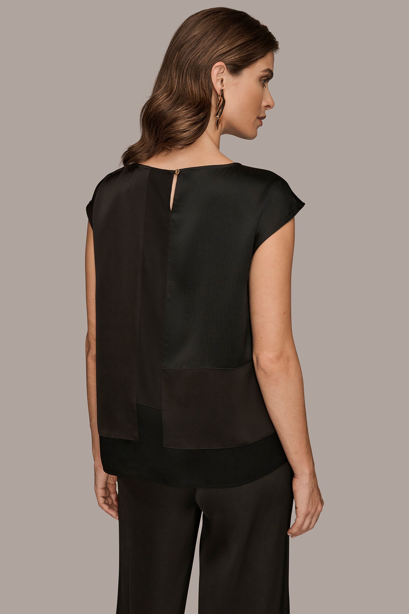 MIXED MEDIA CAP SLEEVE TOP | View 2 | Tops