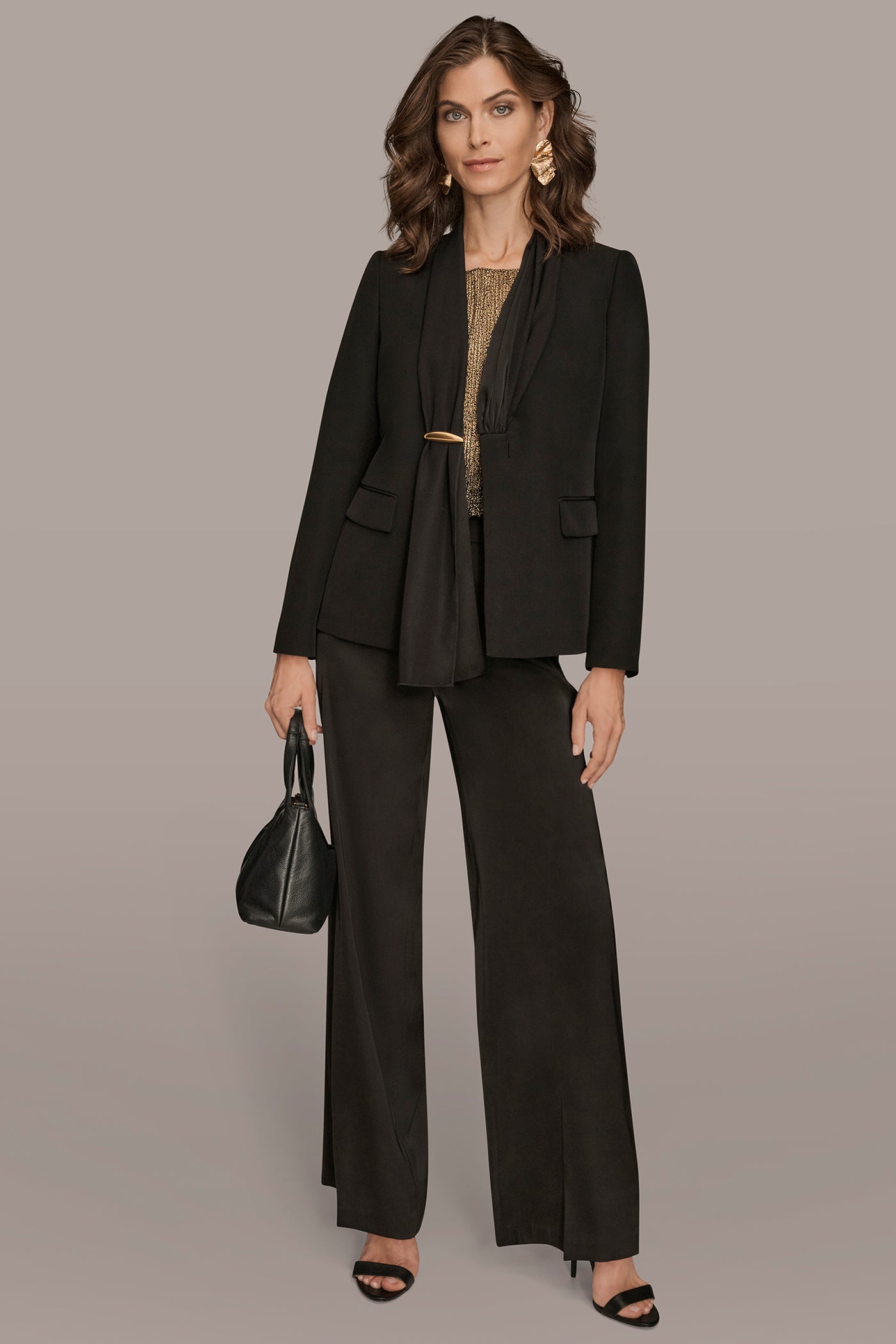 MIXED MEDIA ONE BUTTON COLLARLESS JACKET VIEW 8 | Blazers & Vests