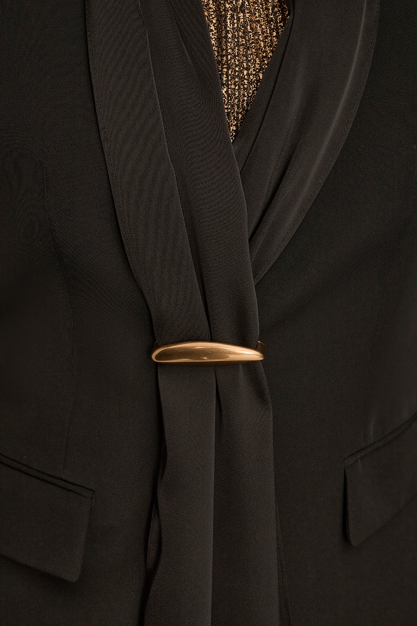 MIXED MEDIA ONE BUTTON COLLARLESS JACKET VIEW 5 | Blazers & Vests