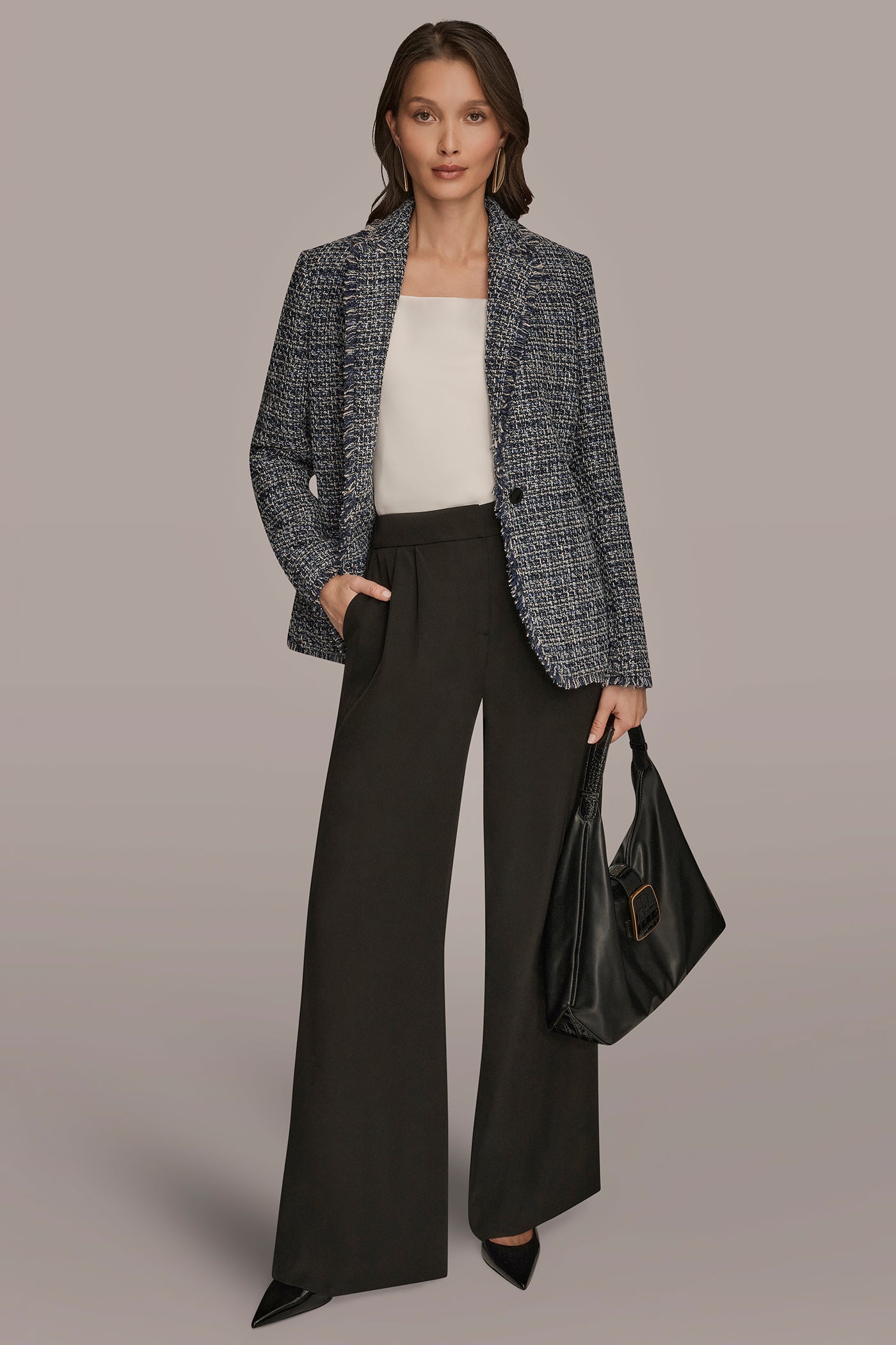 ONE-BUTTON TWEED BLAZER VIEW 7 | Blazers & Vests