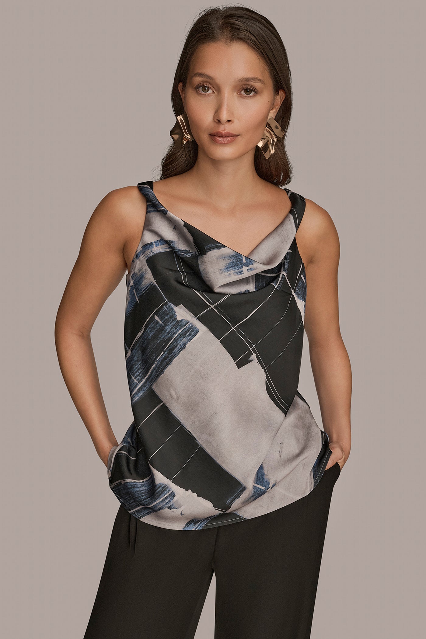 TWIST-SHOULDER SATIN CAMI | View 1 | Clothing