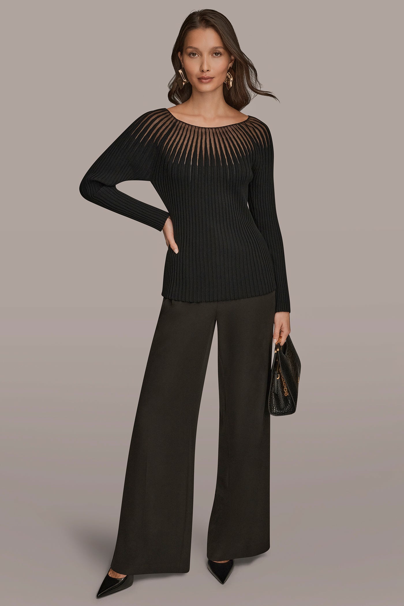 SHEER RIBBED SWEATER VIEW 4 | Sweaters